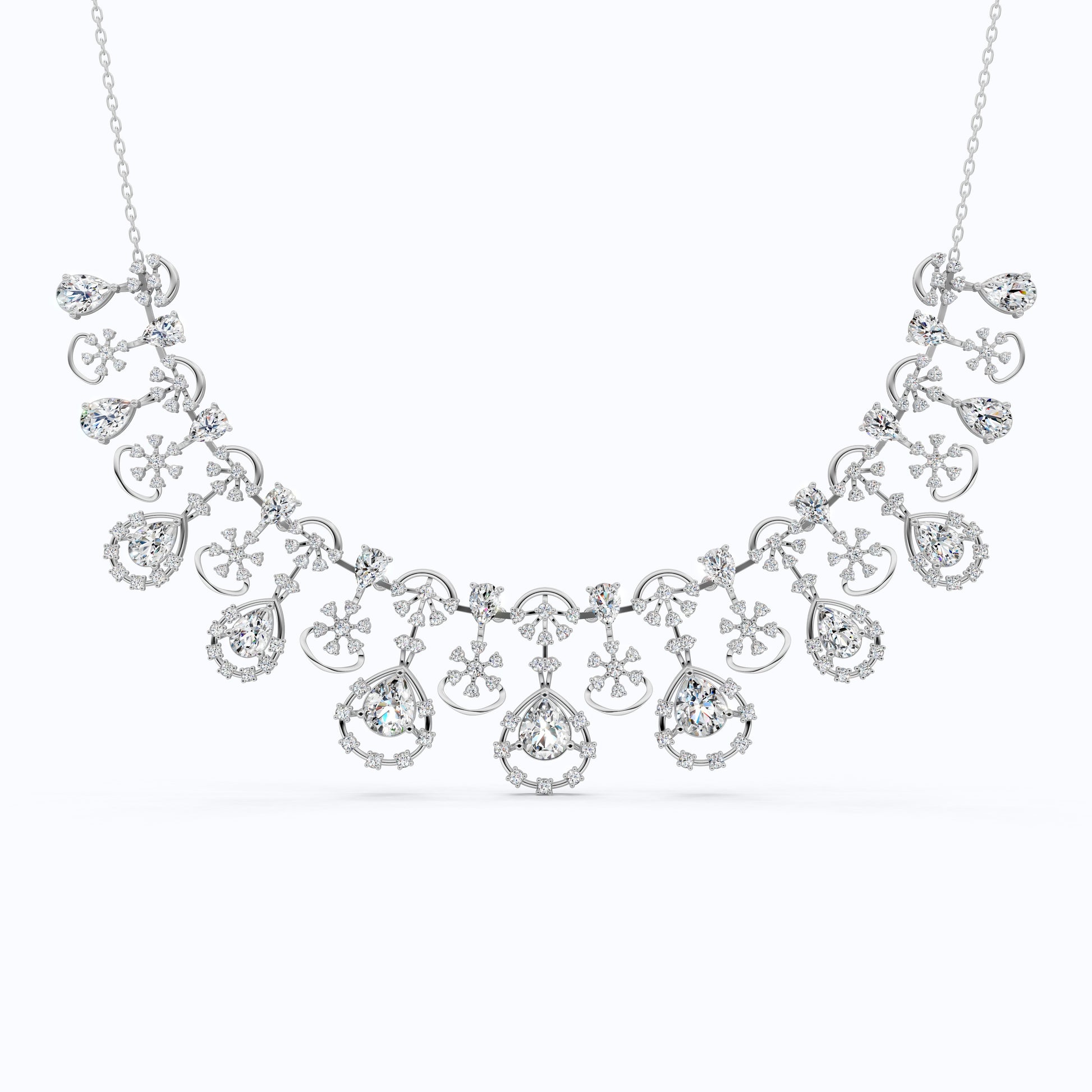 14K Gold Wedding Choker Necklace, 36.91 TCW Pear/Round Cut Moissanite, Handmade Bridal Jewelry, Luxury Wedding Necklace for Wife