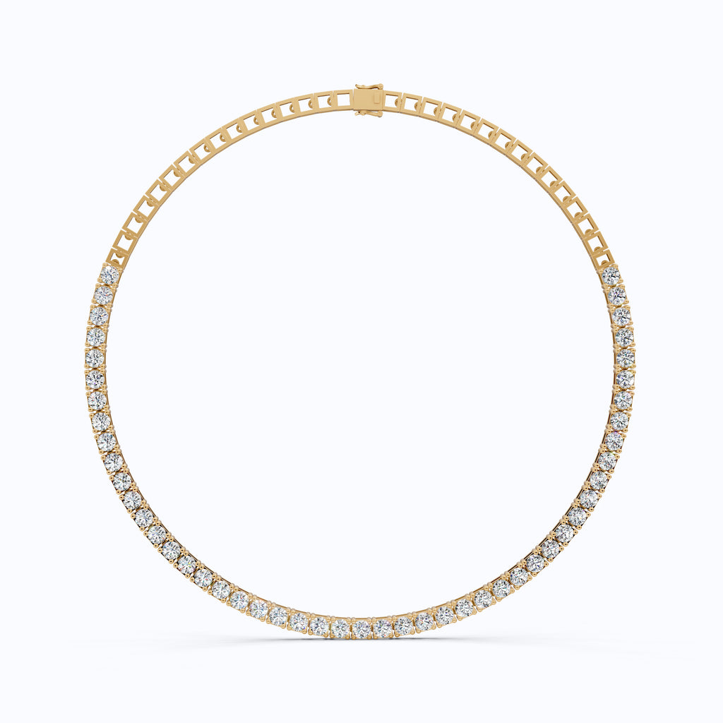 14K Rose Gold Tennis Necklace, 24.50 TCW Round Cut Lab Grown Diamonds, Handmade Wedding Gift for Her, Classic Tennis Jewelry
