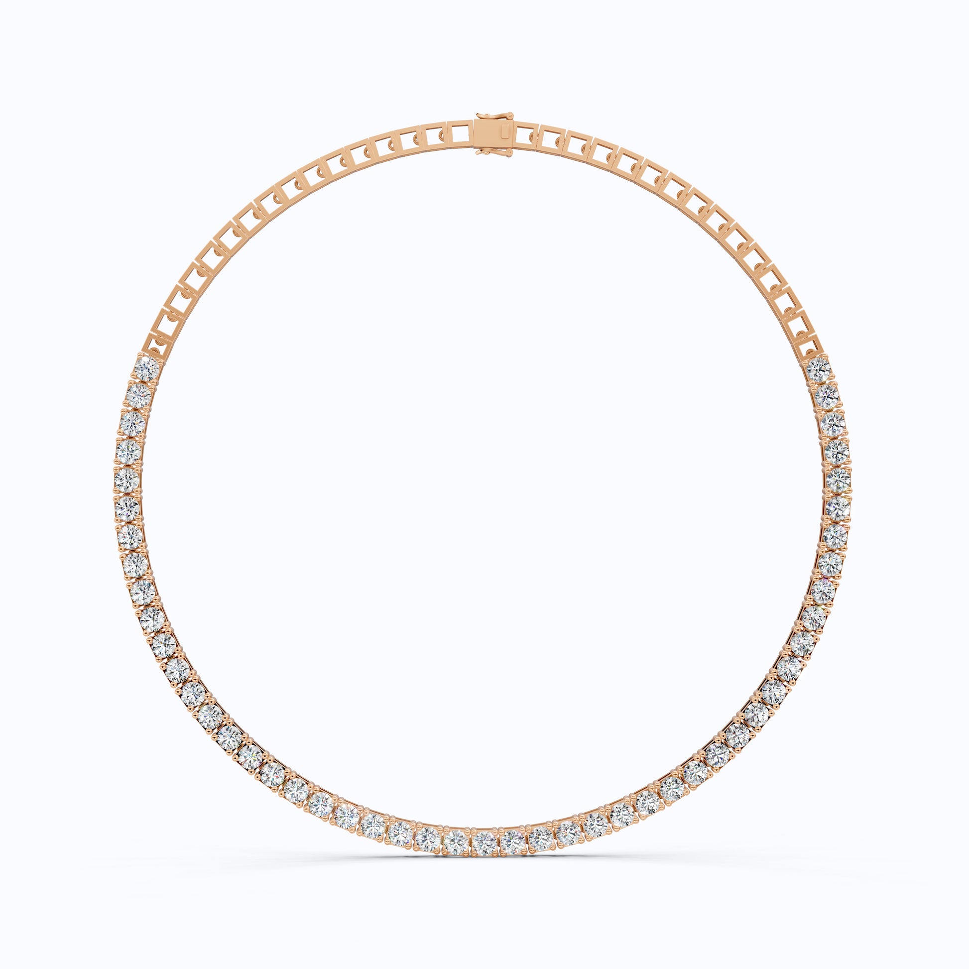 14K Rose Gold Tennis Necklace, 24.50 TCW Round Cut Lab Grown Diamonds, Handmade Wedding Gift for Her, Classic Tennis Jewelry