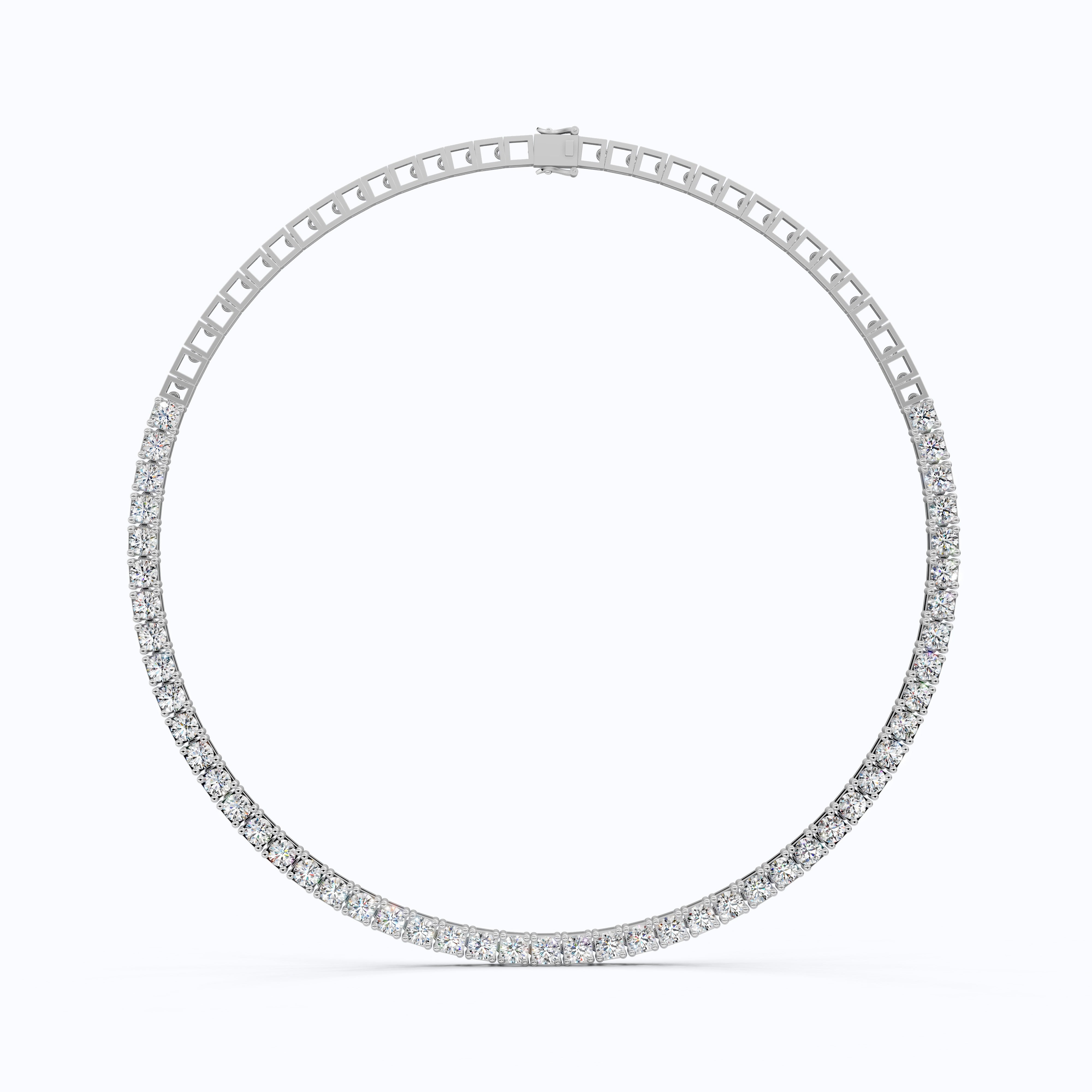 14K Rose Gold Tennis Necklace, 24.50 TCW Round Cut Lab Grown Diamonds, Handmade Wedding Gift for Her, Classic Tennis Jewelry