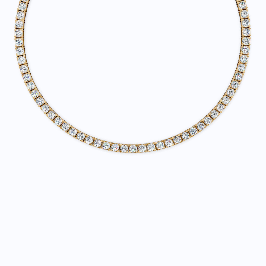 14K Rose Gold Tennis Necklace, 24.50 TCW Round Cut Lab Grown Diamonds, Handmade Wedding Gift for Her, Classic Tennis Jewelry