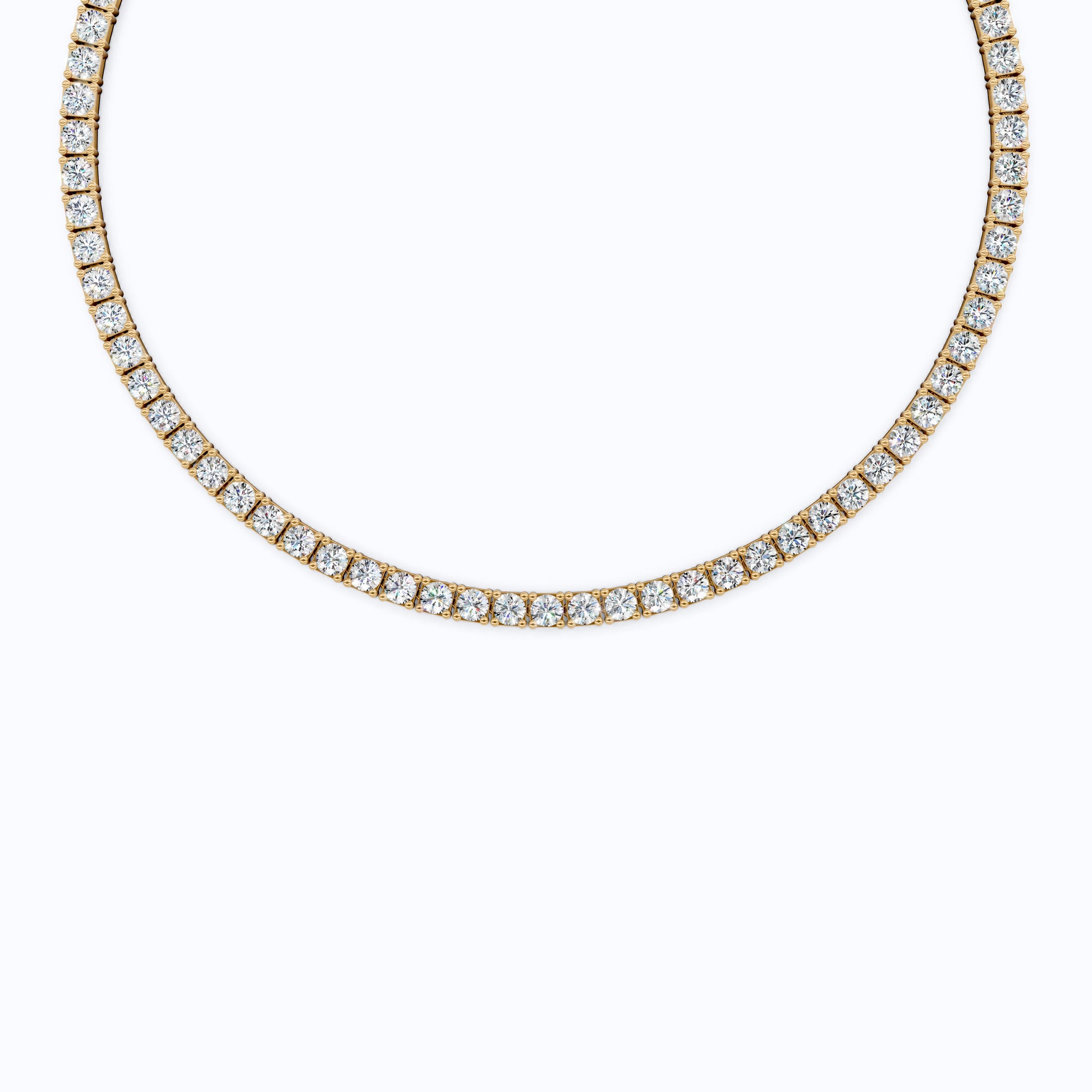 14K Rose Gold Tennis Necklace, 24.50 TCW Round Cut Lab Grown Diamonds, Handmade Wedding Gift for Her, Classic Tennis Jewelry