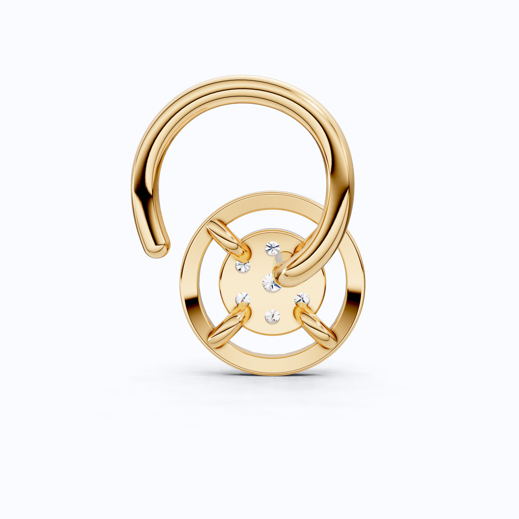 Lock-Inspired Floral Cluster Lab Diamond Nose Pin in 14K Solid Gold, Handmade Jewelry Gift for Her, Bridal Nose Stud