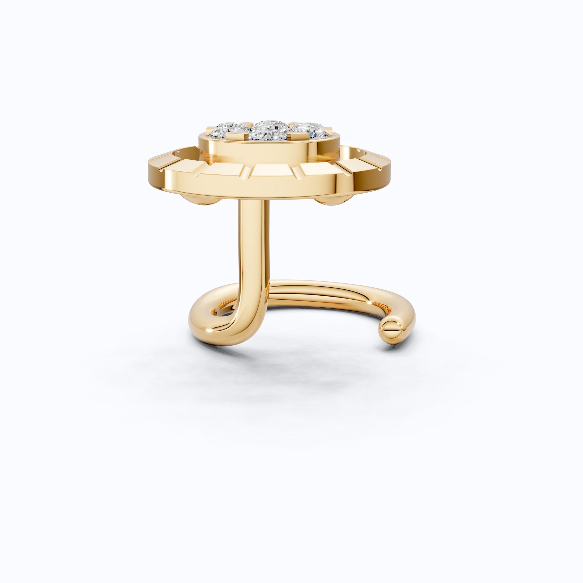 Lock-Inspired Floral Cluster Lab Diamond Nose Pin in 14K Solid Gold, Handmade Jewelry Gift for Her, Bridal Nose Stud