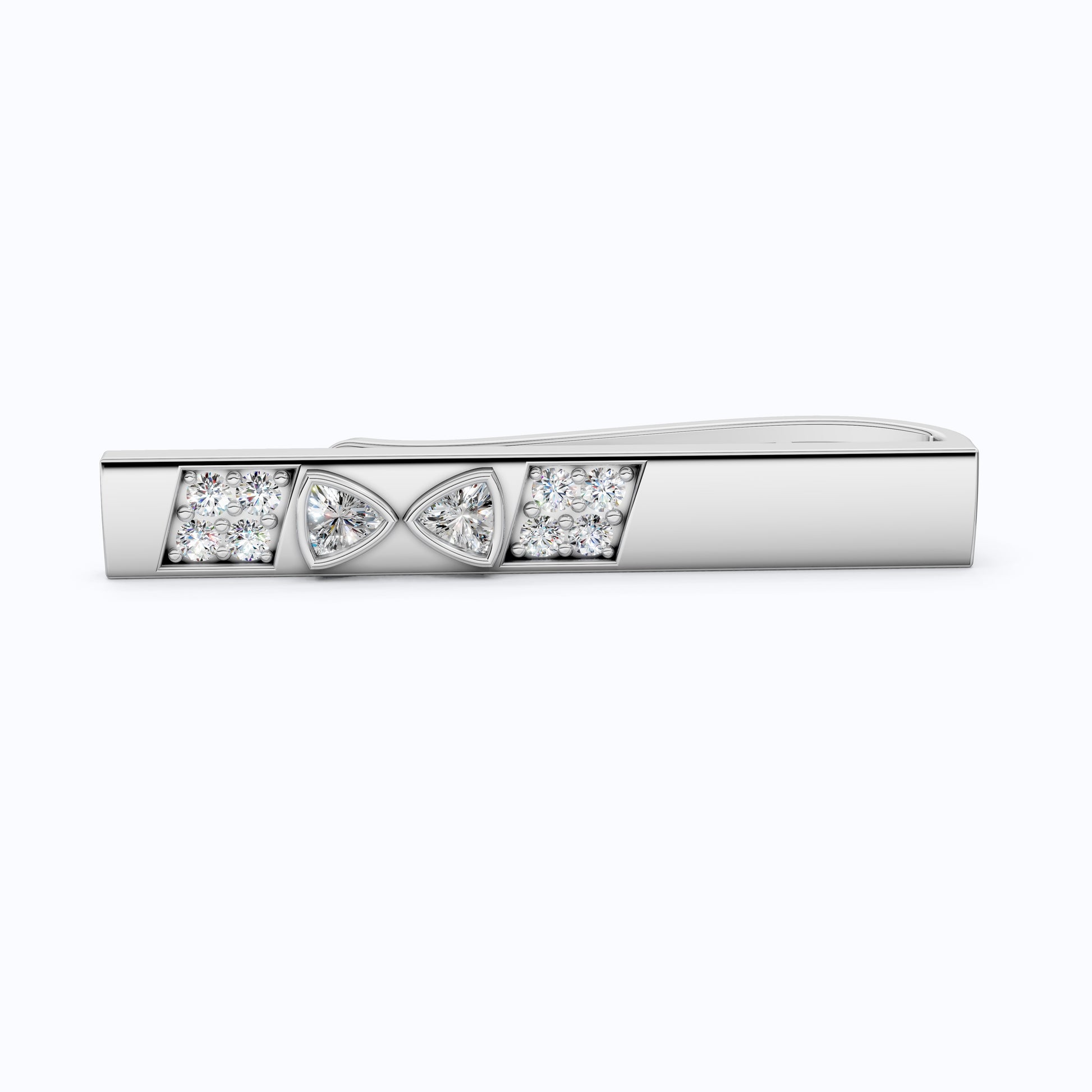 Men’s Modern Tie Pin in 14K Gold, Trillion Lab Grown Diamond Accent, Handmade Groom Wedding Accessories, Luxury Gift for Him
