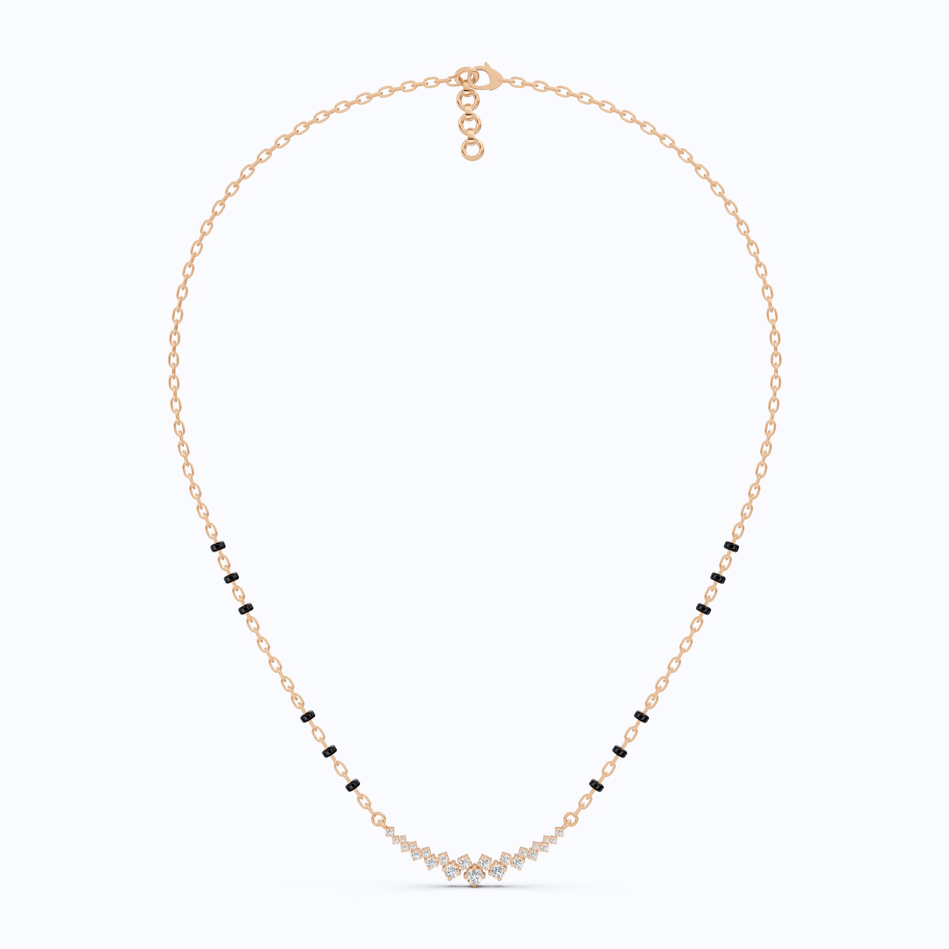 Graduated V Cluster Tanmaniya Mangalsutra Necklace in Lab Diamond – 18K Solid Gold, Elegant Wedding Jewelry For Women, Everyday Necklace