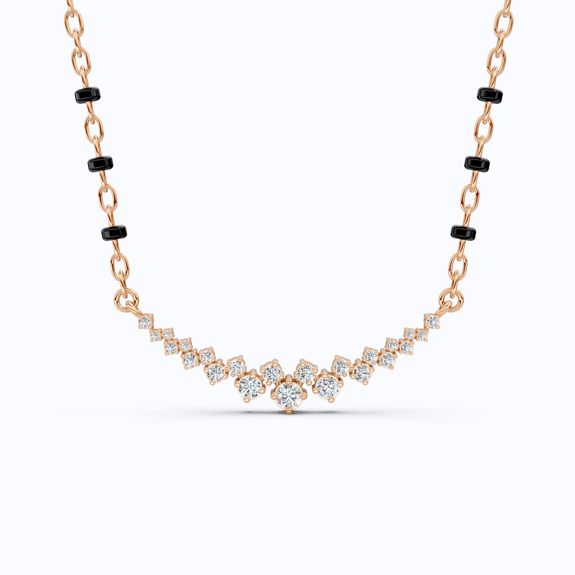 Graduated V Cluster Tanmaniya Mangalsutra Necklace in Lab Diamond – 18K Solid Gold, Elegant Wedding Jewelry For Women, Everyday Necklace