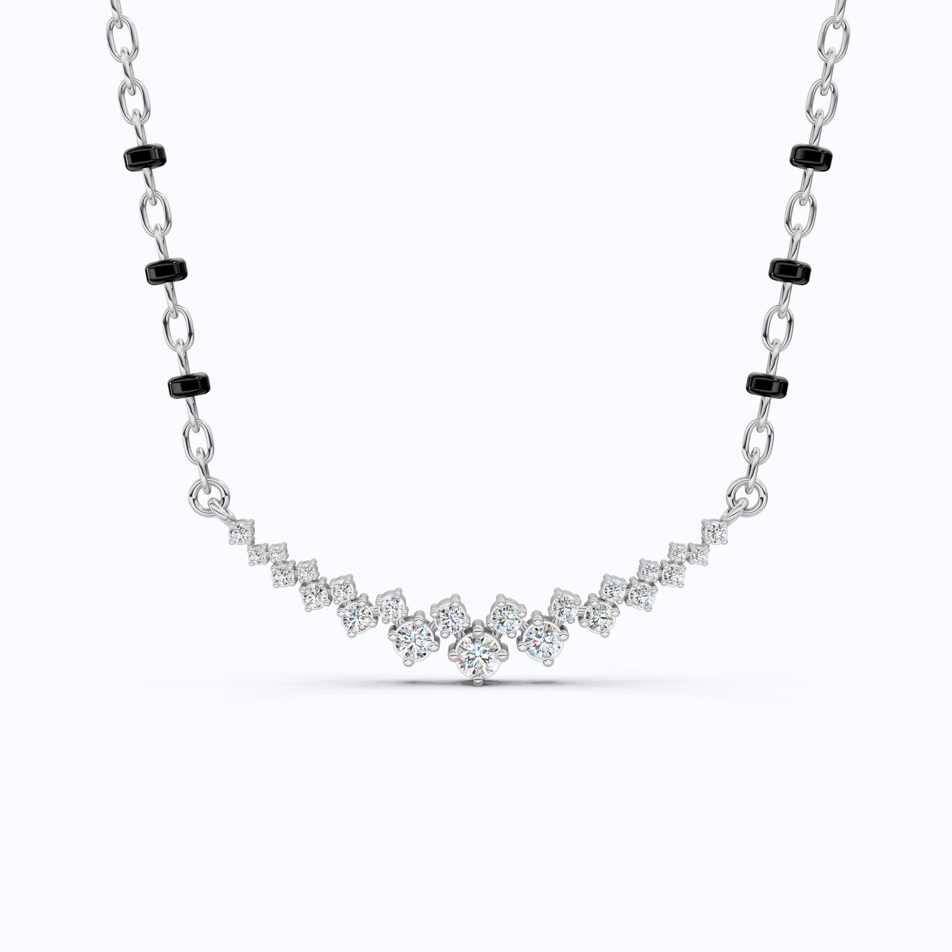 Graduated V Cluster Tanmaniya Mangalsutra Necklace in Lab Diamond – 18K Solid Gold, Elegant Wedding Jewelry For Women, Everyday Necklace