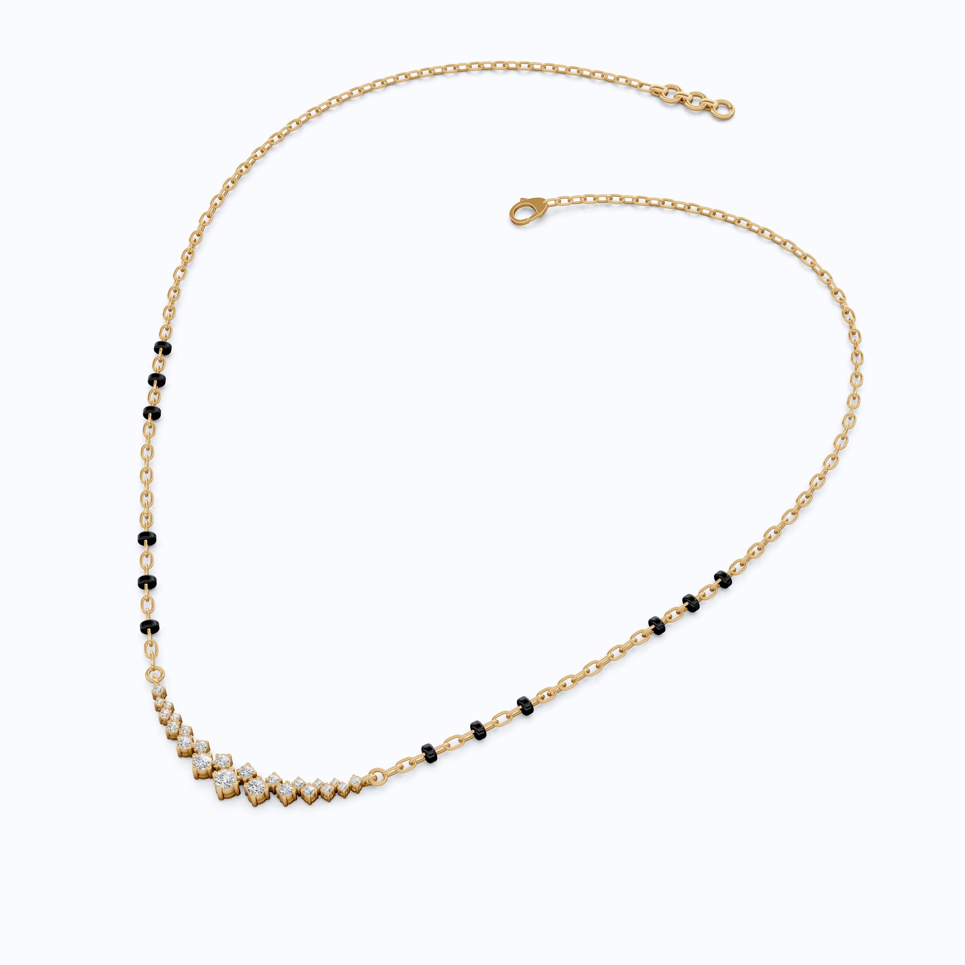Graduated V Cluster Tanmaniya Mangalsutra Necklace in Lab Diamond – 18K Solid Gold, Elegant Wedding Jewelry For Women, Everyday Necklace