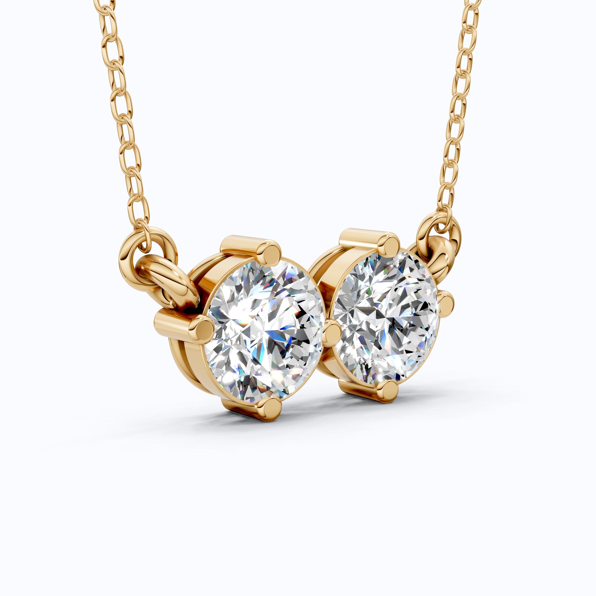 Minimalist Toi et Moi Twin Round Two‑Stone Everyday Pendant in 14k Yellow Gold, 5.00 TCW Round Cut Lab Grown Diamonds, Wedding Gift for Wife, Bridal Jewelry
