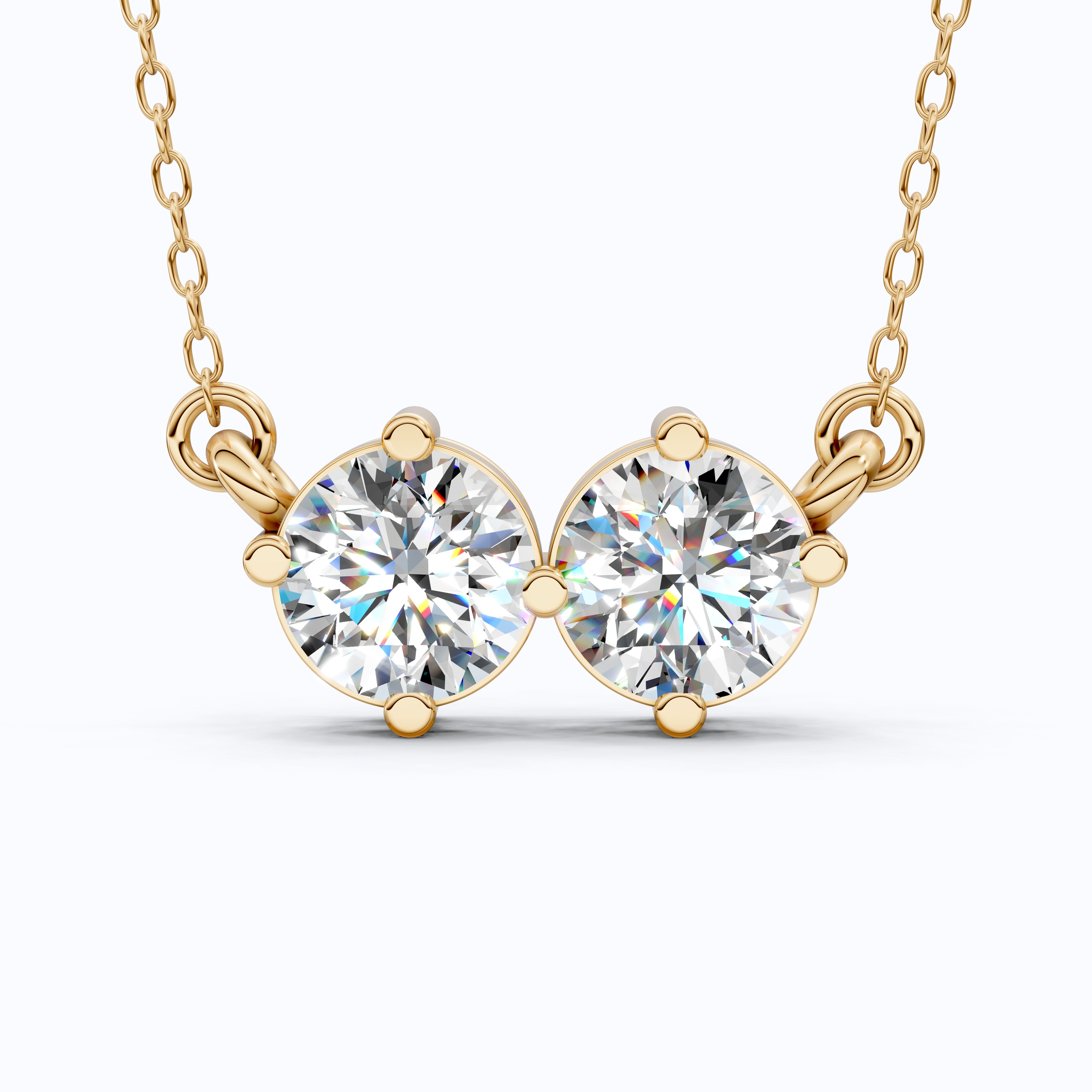 Minimalist Toi et Moi Twin Round Two‑Stone Everyday Pendant in 14k Yellow Gold, 5.00 TCW Round Cut Lab Grown Diamonds, Wedding Gift for Wife, Bridal Jewelry