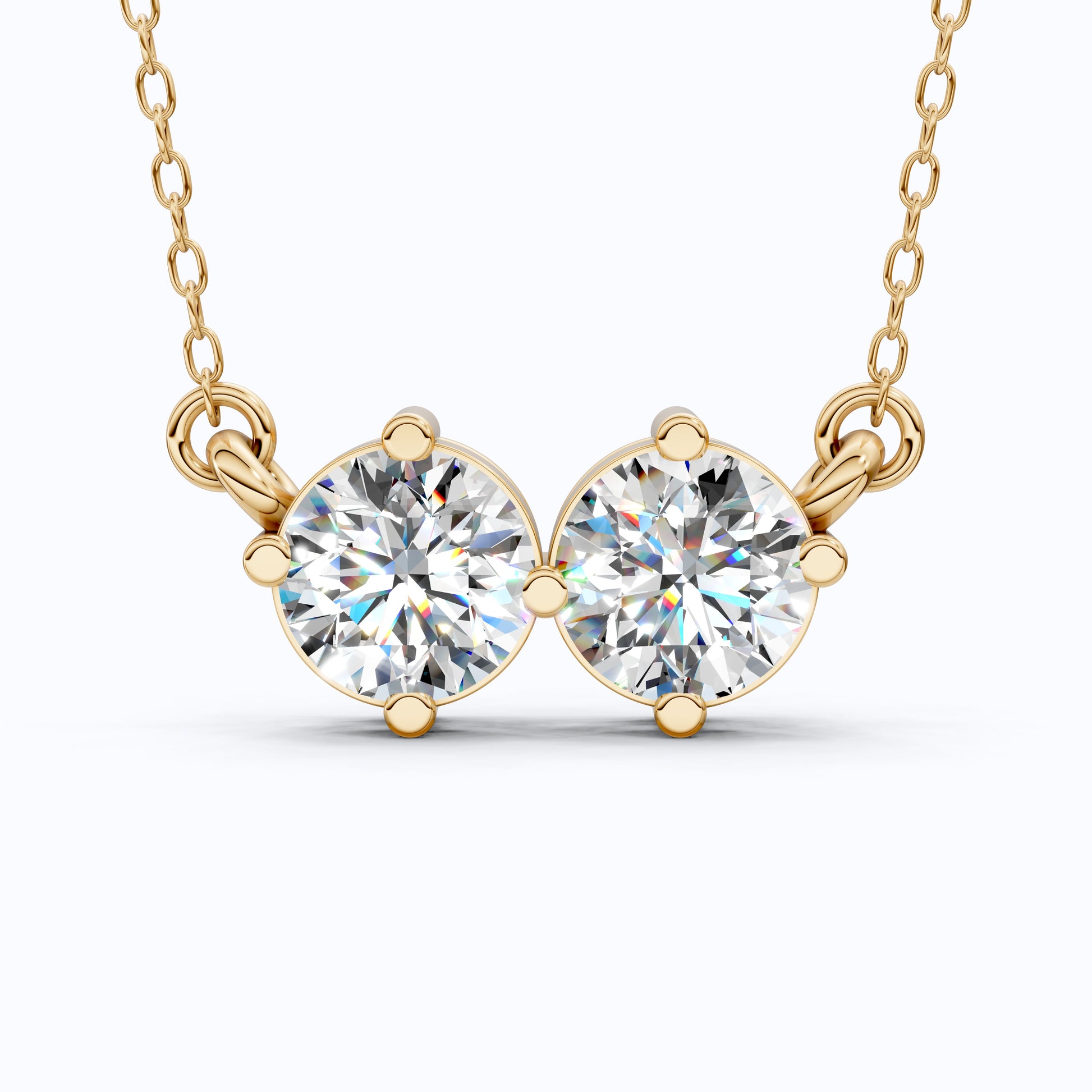 Minimalist Toi et Moi Twin Round Two‑Stone Everyday Pendant in 14k Yellow Gold, 5.00 TCW Round Cut Lab Grown Diamonds, Wedding Gift for Wife, Bridal Jewelry
