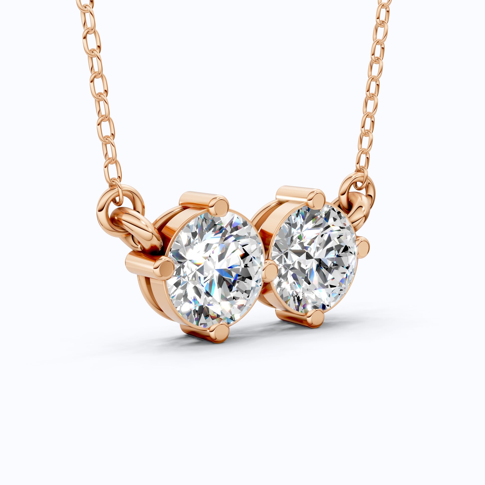 Minimalist Toi et Moi Twin Round Two‑Stone Everyday Pendant in 14k Yellow Gold, 5.00 TCW Round Cut Lab Grown Diamonds, Wedding Gift for Wife, Bridal Jewelry