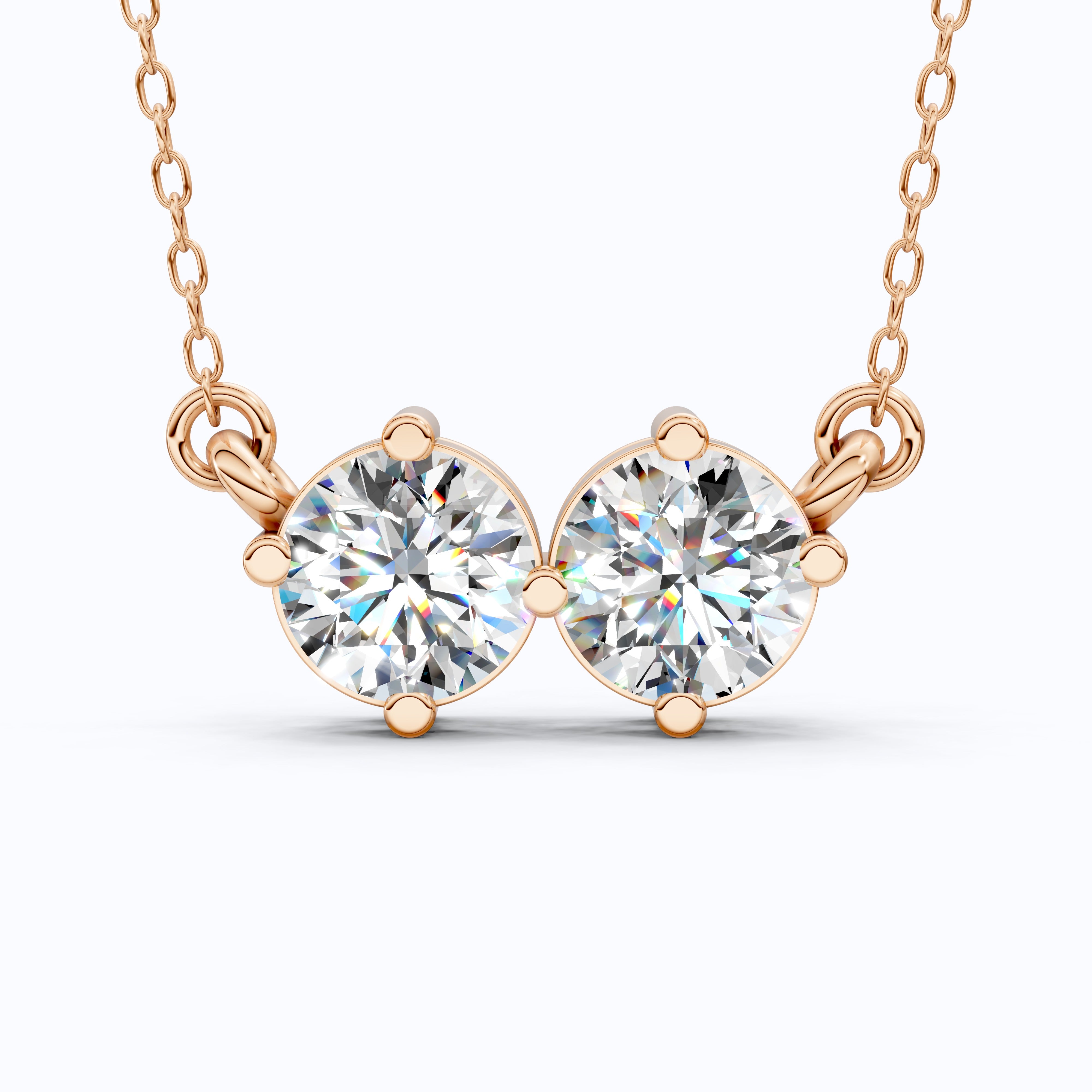 Minimalist Toi et Moi Twin Round Two‑Stone Everyday Pendant in 14k Yellow Gold, 5.00 TCW Round Cut Lab Grown Diamonds, Wedding Gift for Wife, Bridal Jewelry