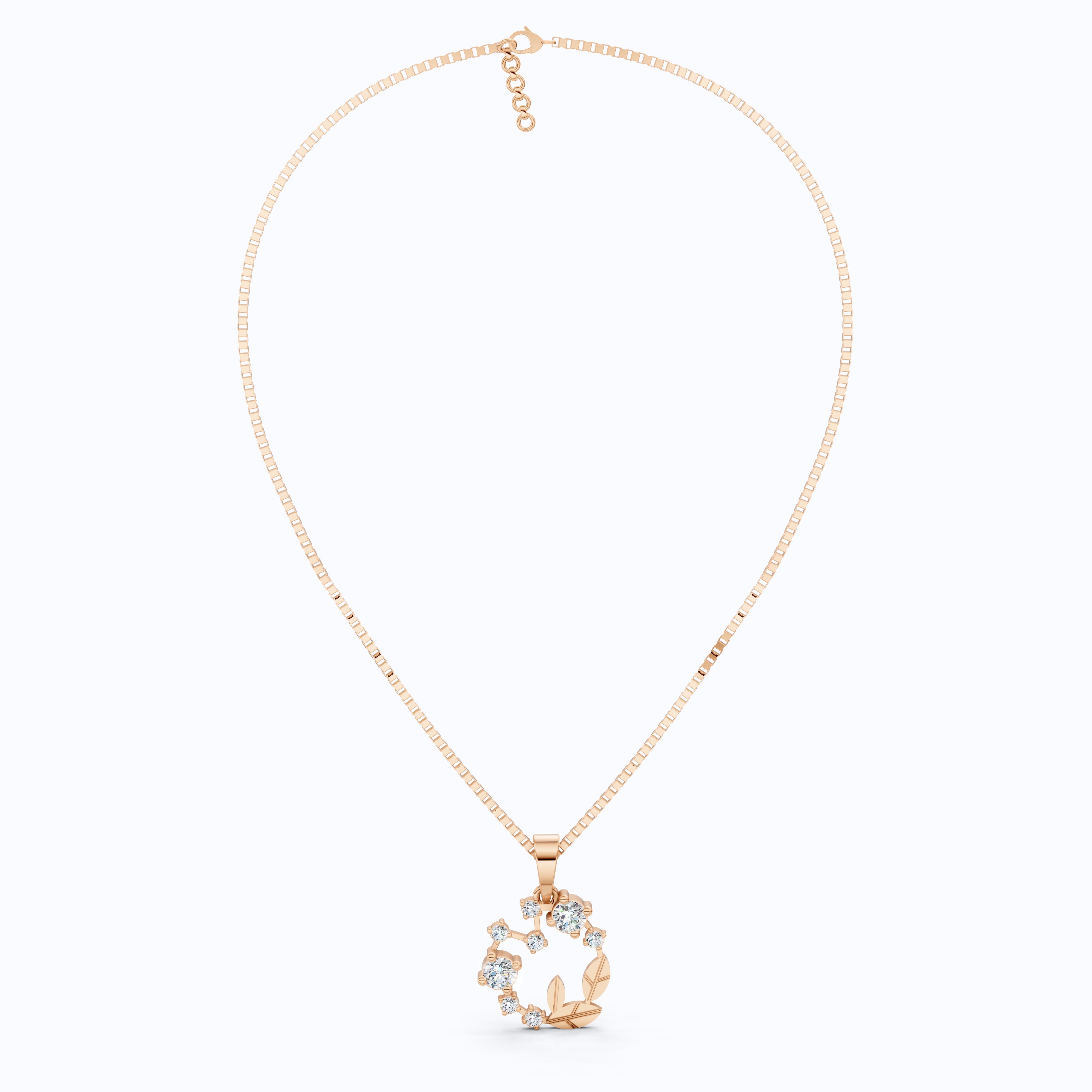 Leaf Shaped Circle Diamond Wedding Pendant, Daily Wear Pendant