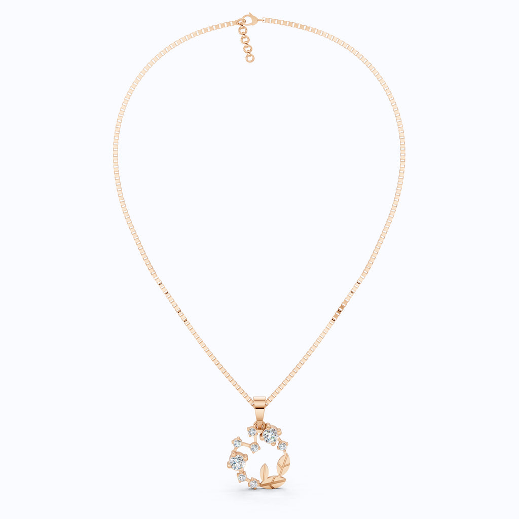 Leaf Shaped Circle Diamond Wedding Pendant, Daily Wear Pendant
