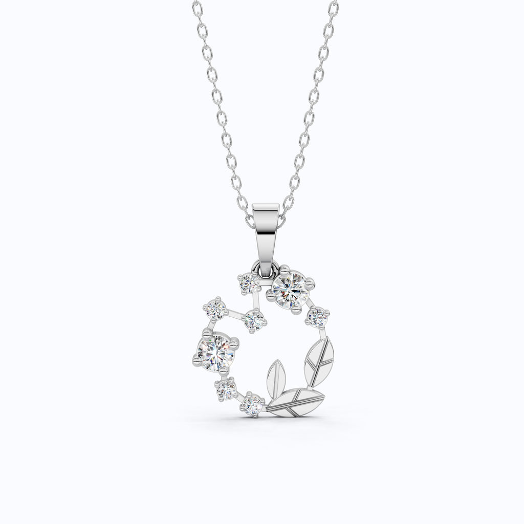 Leaf Shaped Circle Diamond Wedding Pendant, Daily Wear Pendant