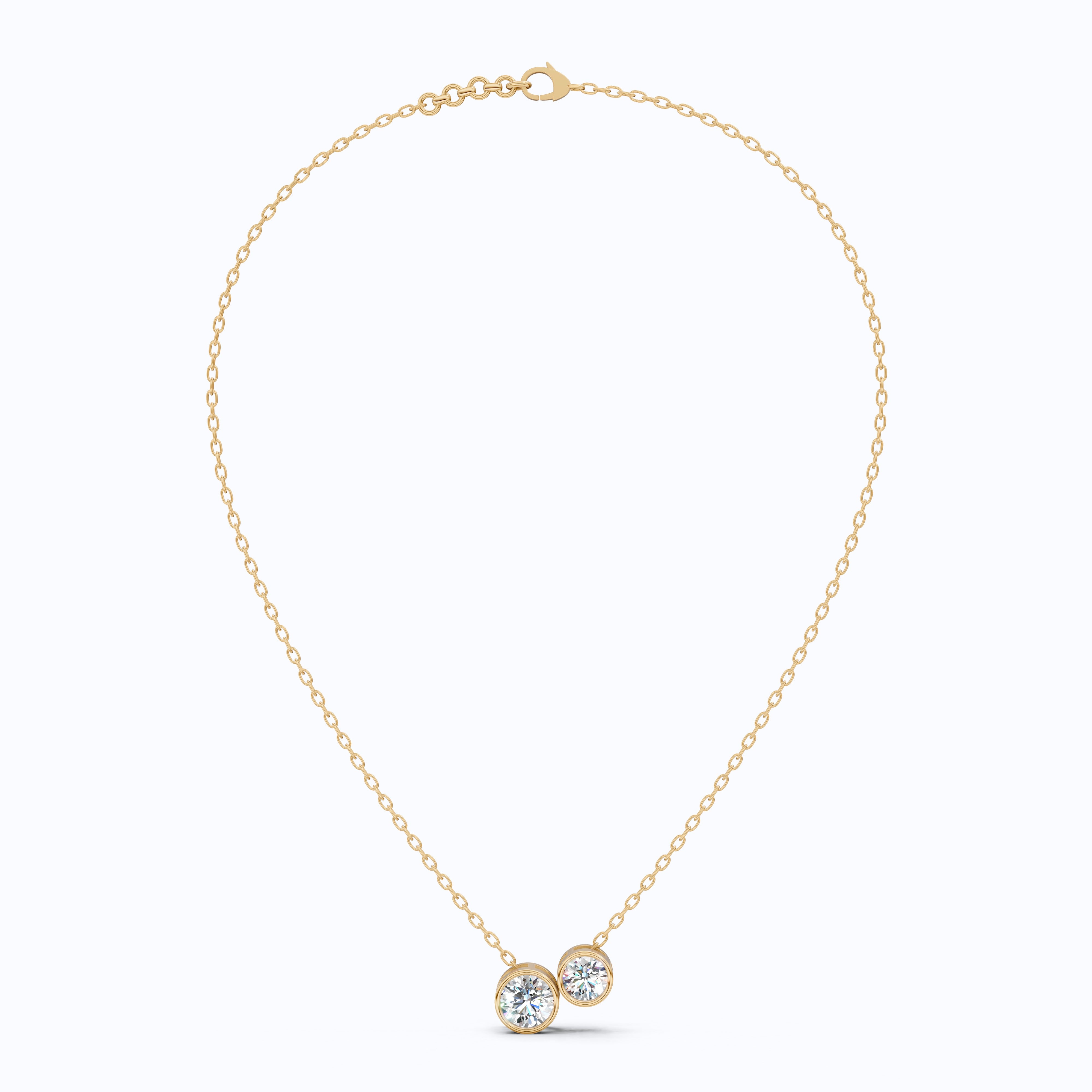 Modern Two Stone Bezel Wedding Pendant in 14k Solid Gold, 1.10 TCW Round Cut Lab Grown Diamonds, Gift for Her, Bridal Jewelry, Everyday Pendant