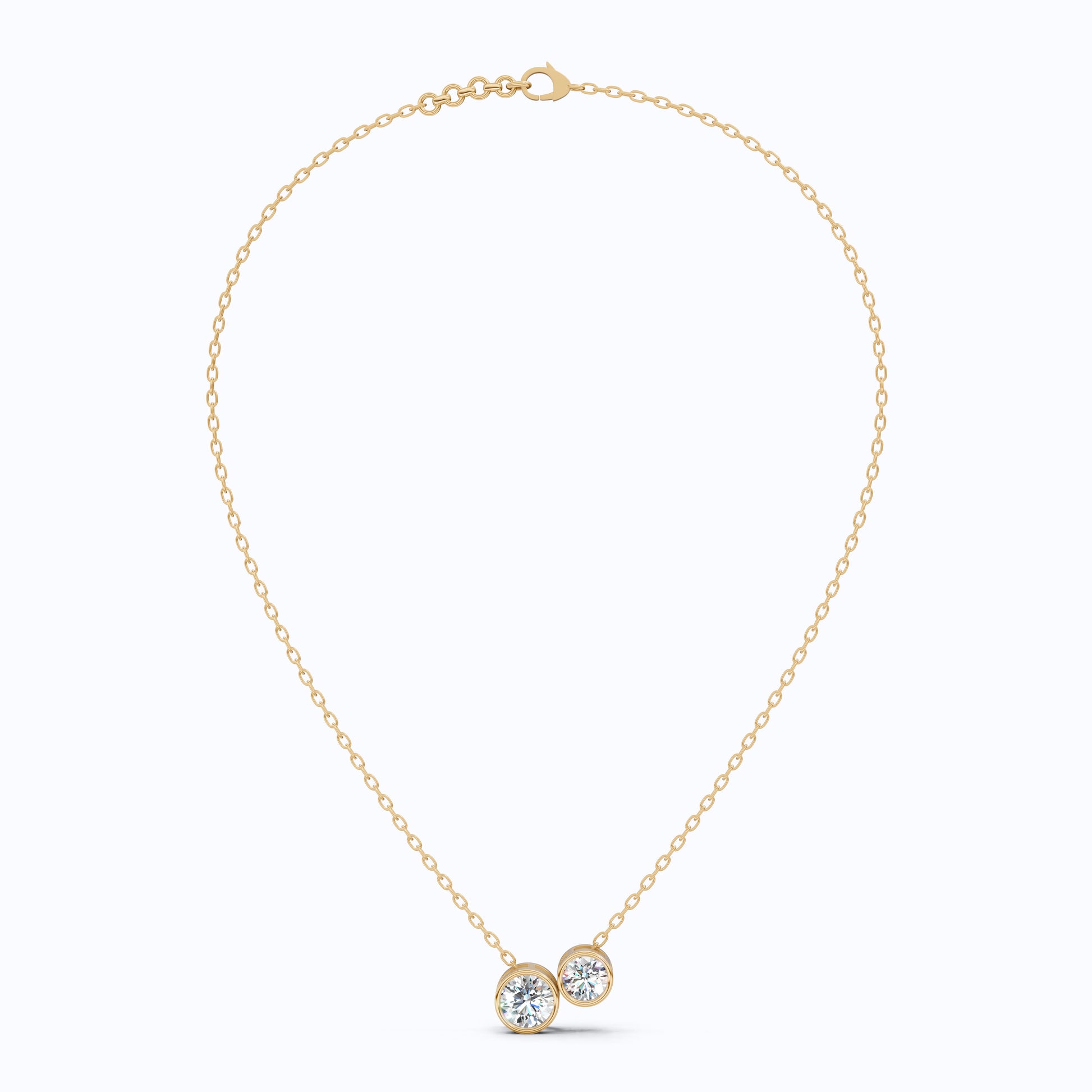 Modern Two Stone Bezel Wedding Pendant in 14k Solid Gold, 1.10 TCW Round Cut Lab Grown Diamonds, Gift for Her, Bridal Jewelry, Everyday Pendant