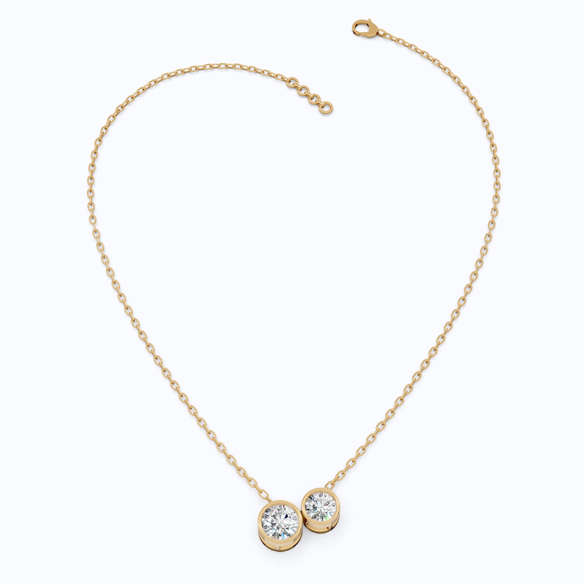 Modern Two Stone Bezel Wedding Pendant in 14k Solid Gold, 1.10 TCW Round Cut Lab Grown Diamonds, Gift for Her, Bridal Jewelry, Everyday Pendant