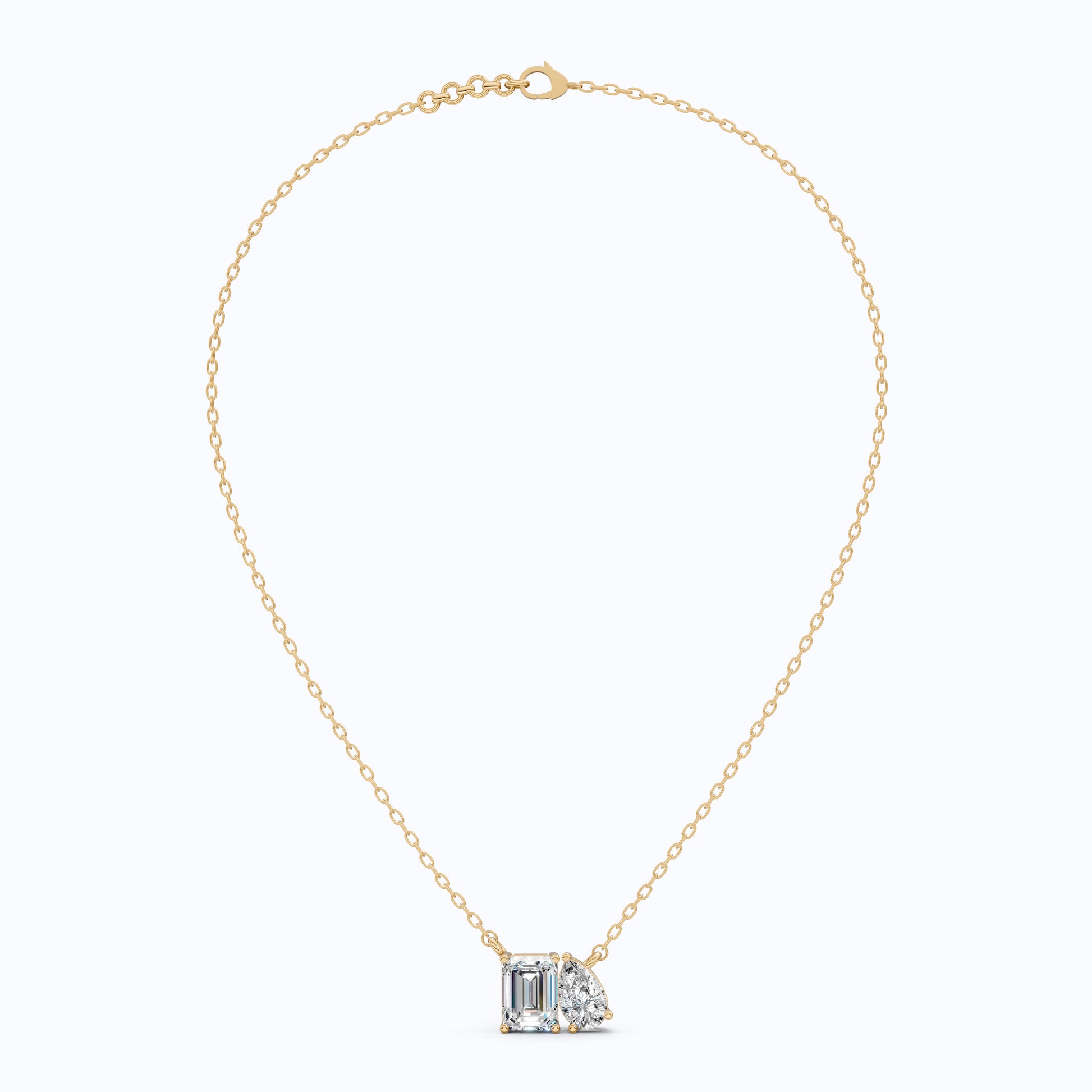 Modern Toi et Moi Two Stone Wedding Pendant in 14K Solid Gold, 2.55 TCW Emerald/Pear Cut Lab Grown Diamonds, Elegant Gift for Wife