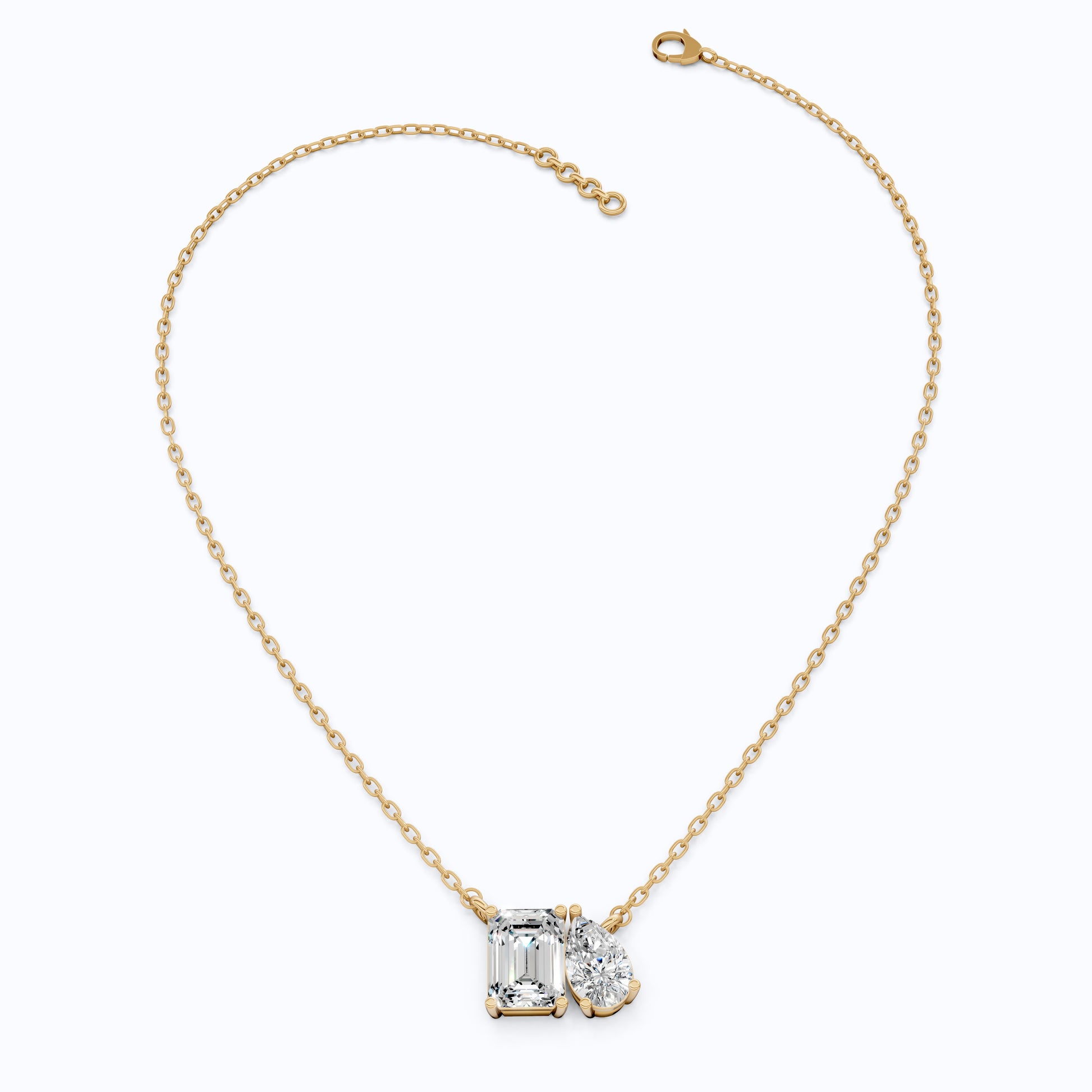 Modern Toi et Moi Two Stone Wedding Pendant in 14K Solid Gold, 2.55 TCW Emerald/Pear Cut Lab Grown Diamonds, Elegant Gift for Wife