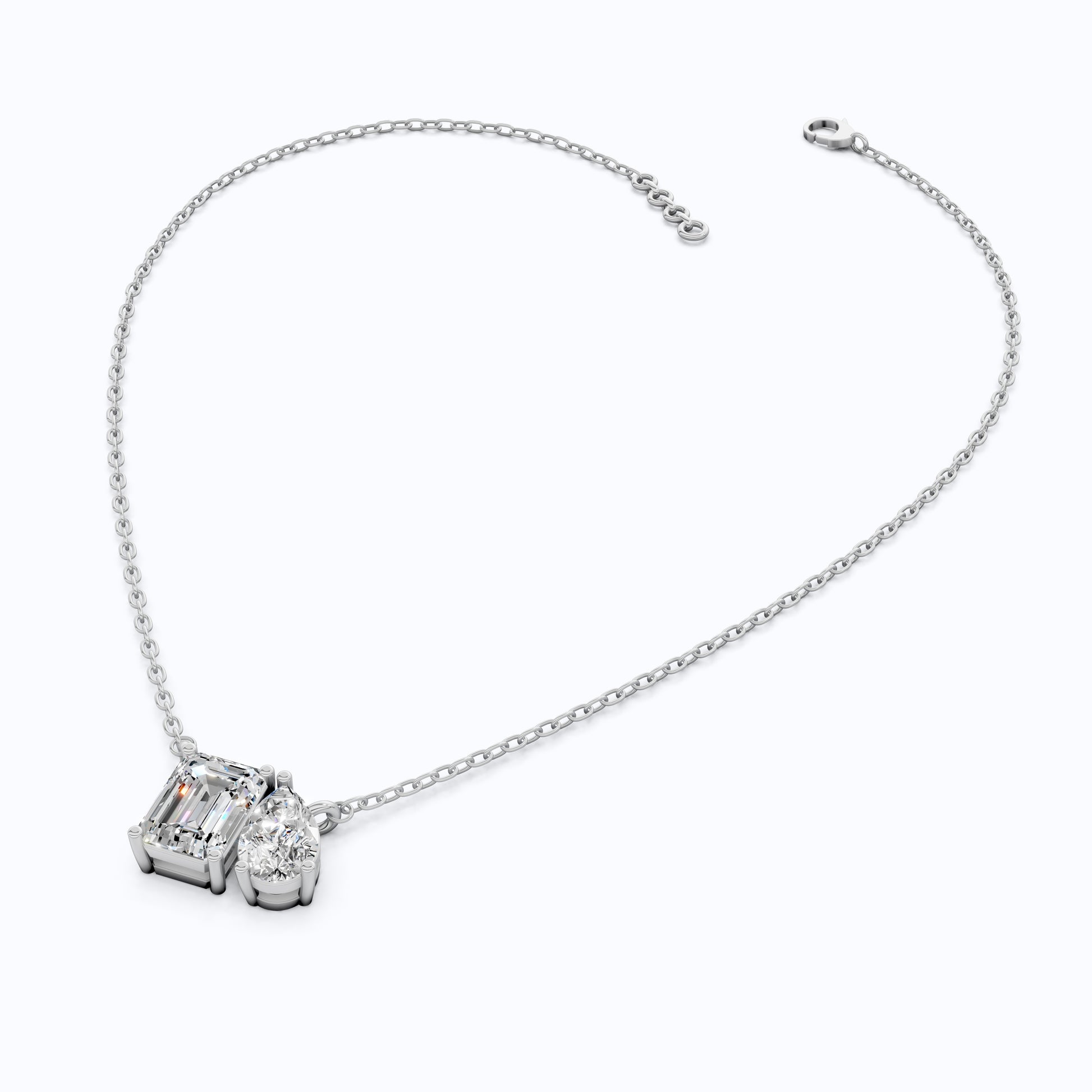 Modern Toi et Moi Two Stone Wedding Pendant in 14K Solid Gold, 2.55 TCW Emerald/Pear Cut Lab Grown Diamonds, Elegant Gift for Wife