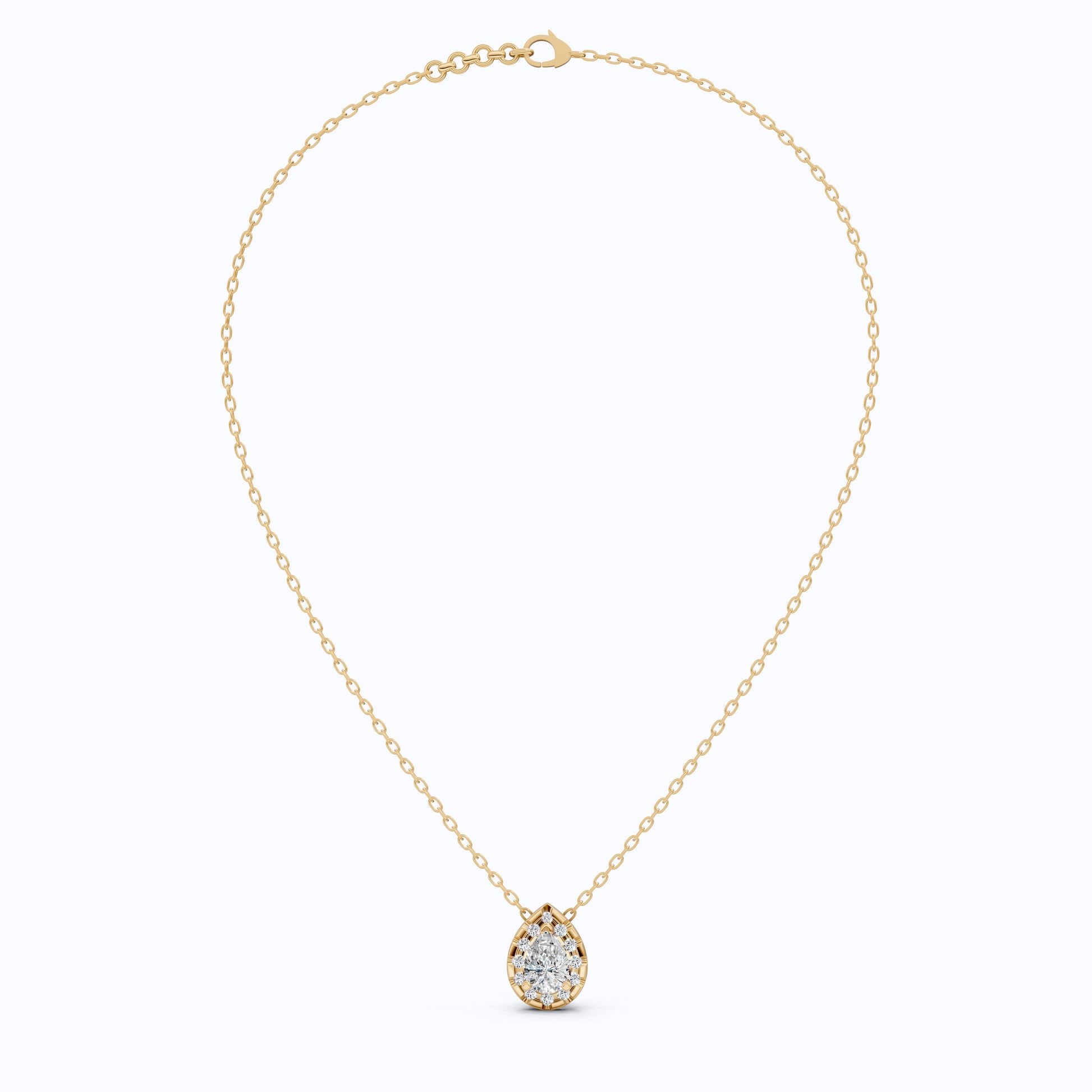 Pear Cut Halo Teardrop Wedding Pendant in 14k Solid Gold, 0.75 CT Pear Cut Lab Created Diamond, Anniversary Gift for Her, Handmade Everyday Jewelry
