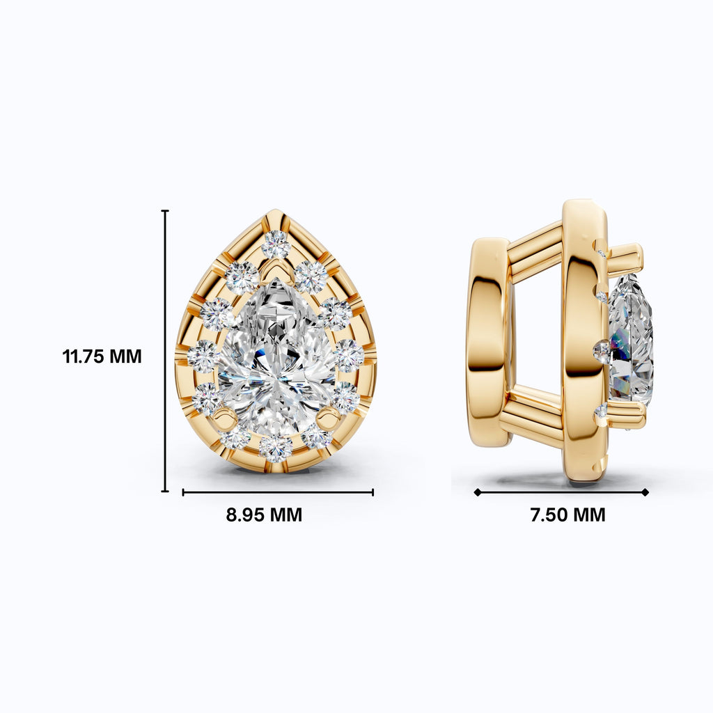 Pear Cut Halo Teardrop Wedding Pendant in 14k Solid Gold, 0.75 CT Pear Cut Lab Created Diamond, Anniversary Gift for Her, Handmade Everyday Jewelry