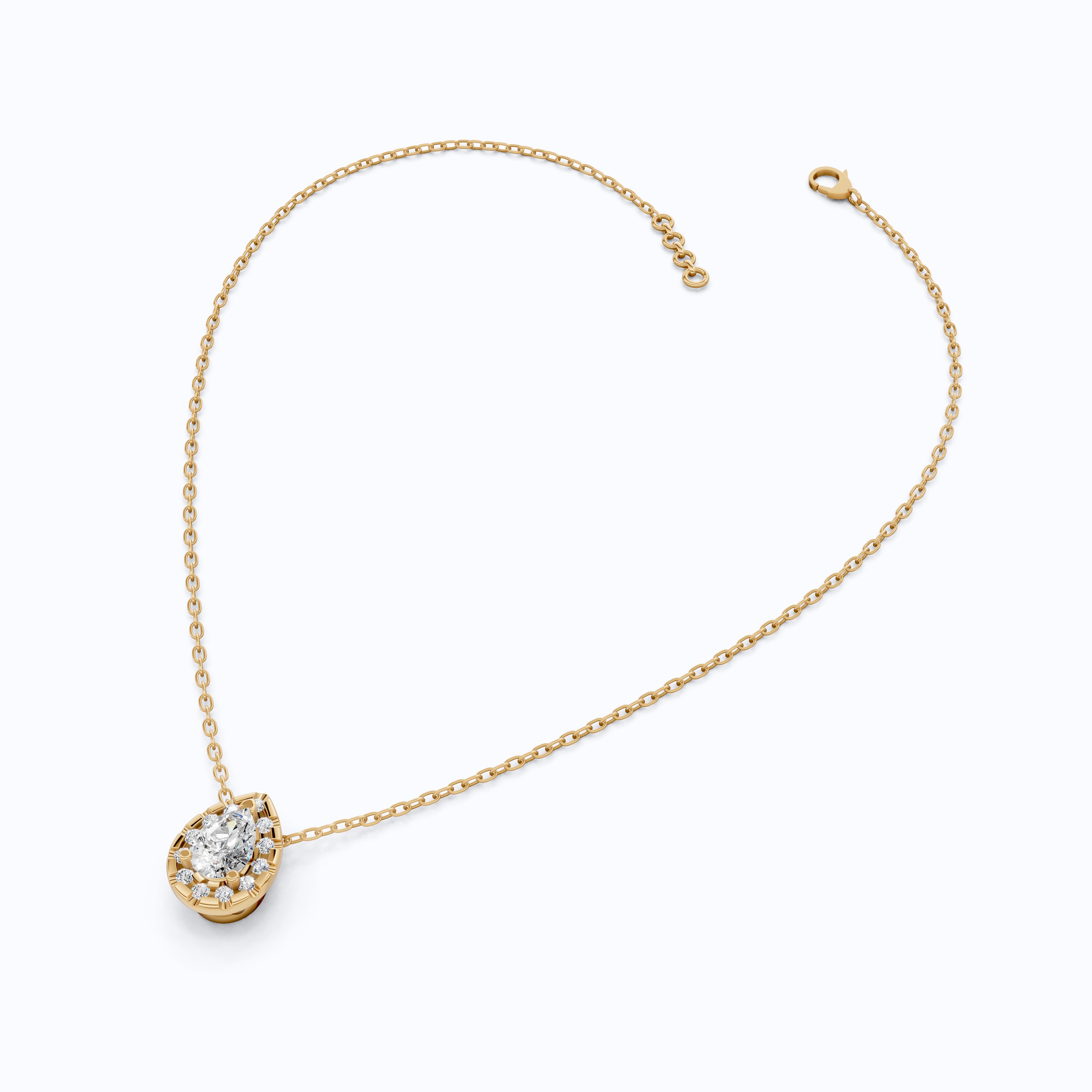 Pear Cut Halo Teardrop Wedding Pendant in 14k Solid Gold, 0.75 CT Pear Cut Lab Created Diamond, Anniversary Gift for Her, Handmade Everyday Jewelry