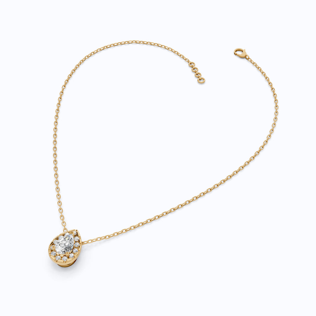 Pear Cut Halo Teardrop Wedding Pendant in 14k Solid Gold, 0.75 CT Pear Cut Lab Created Diamond, Anniversary Gift for Her, Handmade Everyday Jewelry
