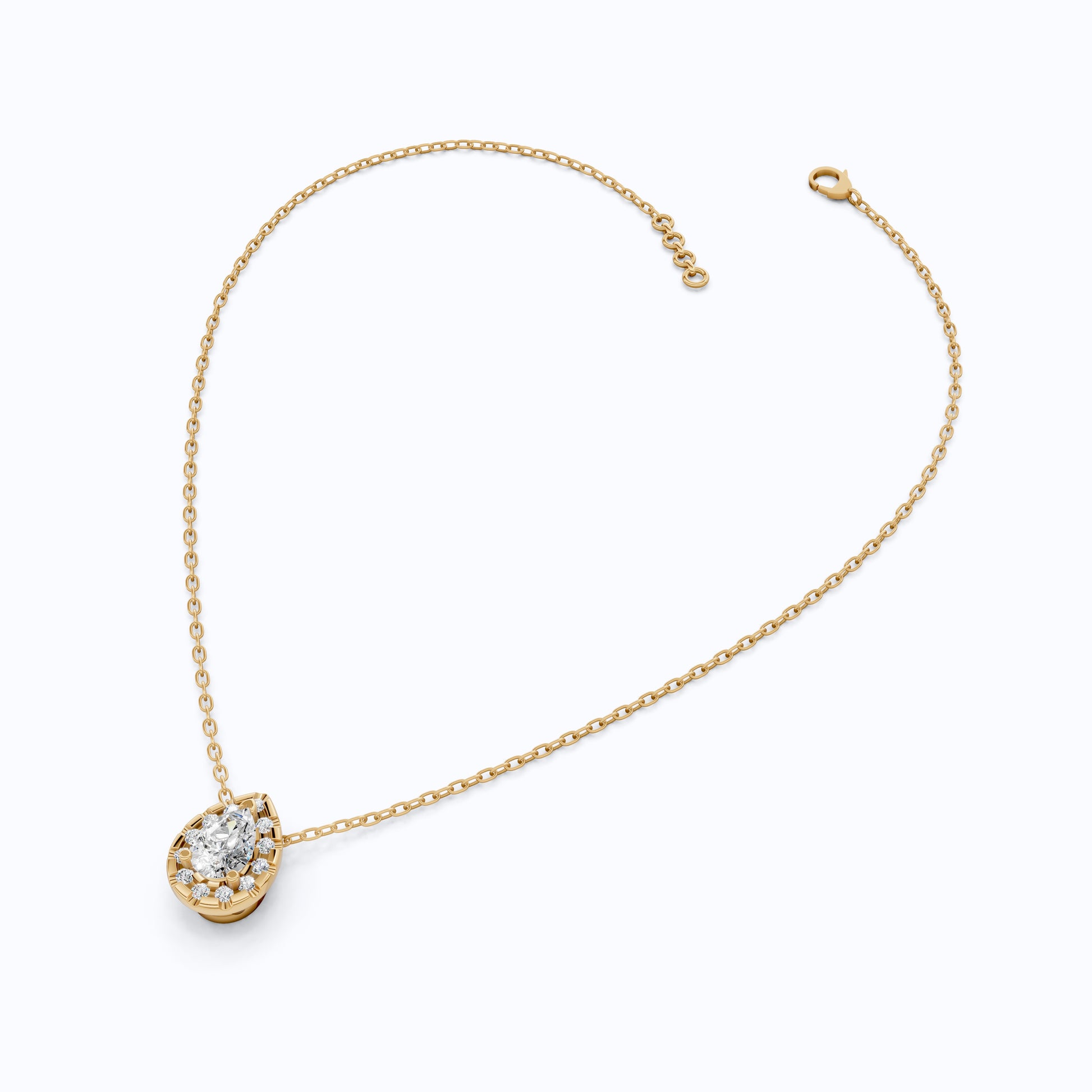 Pear Cut Halo Teardrop Wedding Pendant in 14k Solid Gold, 0.75 CT Pear Cut Lab Created Diamond, Anniversary Gift for Her, Handmade Everyday Jewelry
