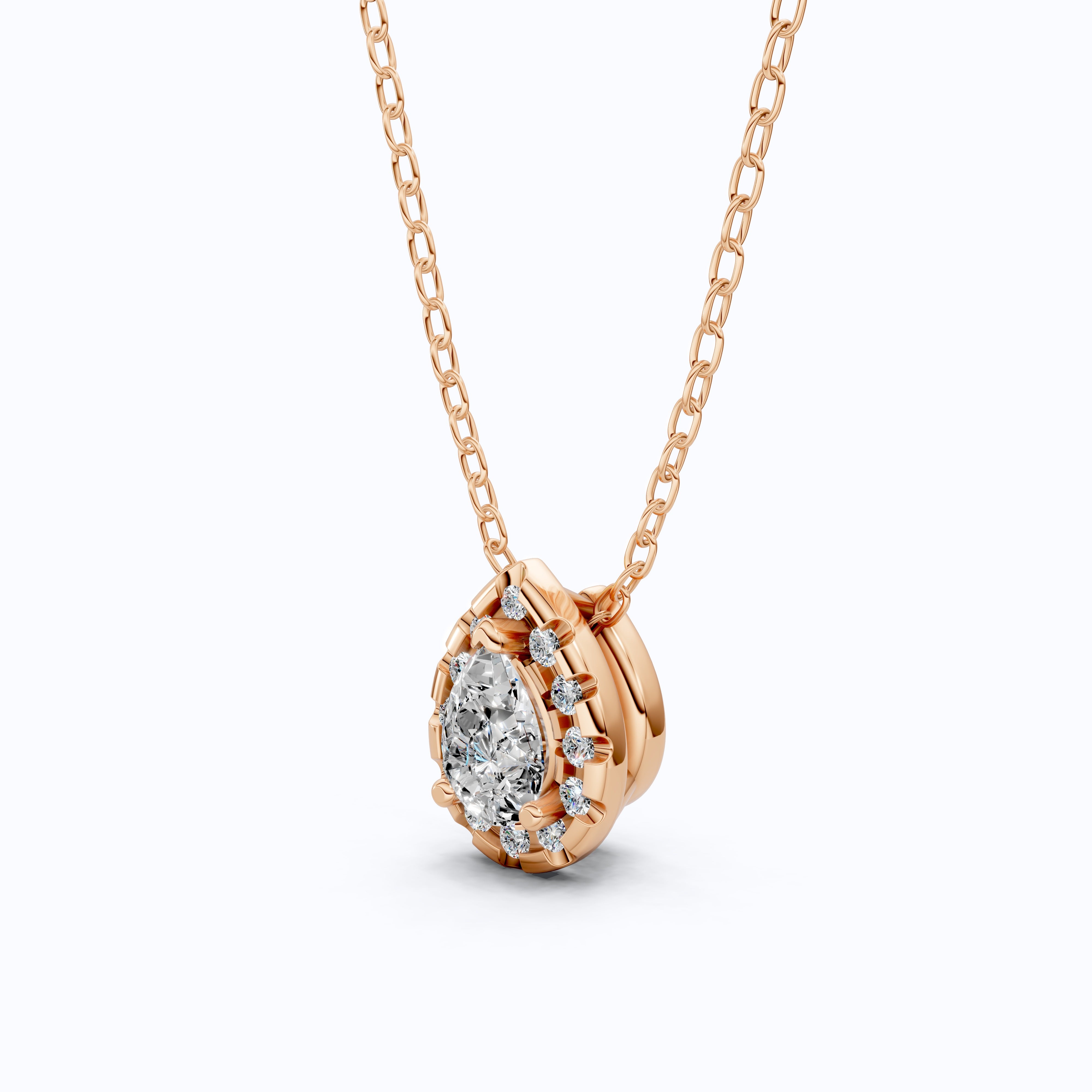 Pear Cut Halo Teardrop Wedding Pendant in 14k Solid Gold, 0.75 CT Pear Cut Lab Created Diamond, Anniversary Gift for Her, Handmade Everyday Jewelry