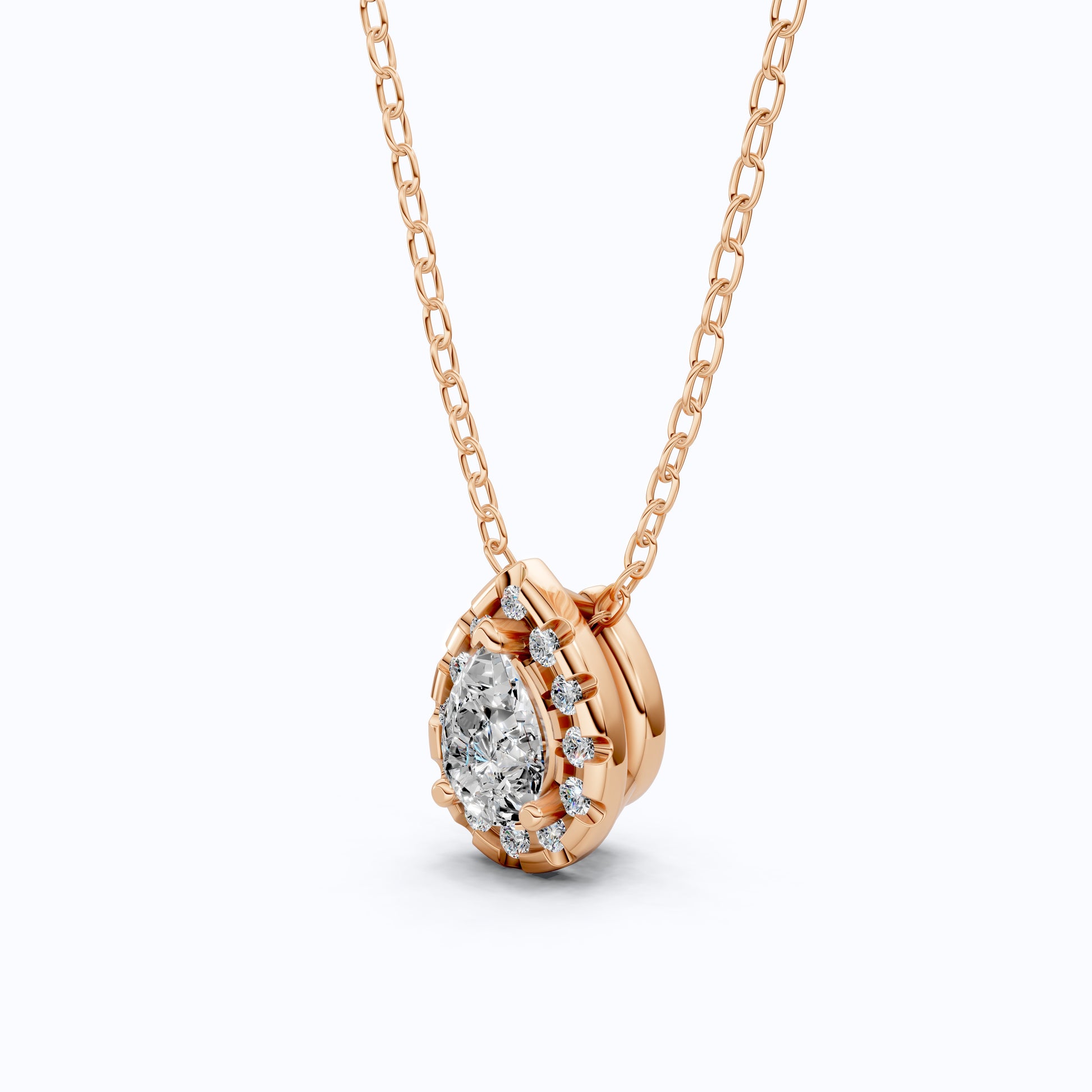 Pear Cut Halo Teardrop Wedding Pendant in 14k Solid Gold, 0.75 CT Pear Cut Lab Created Diamond, Anniversary Gift for Her, Handmade Everyday Jewelry