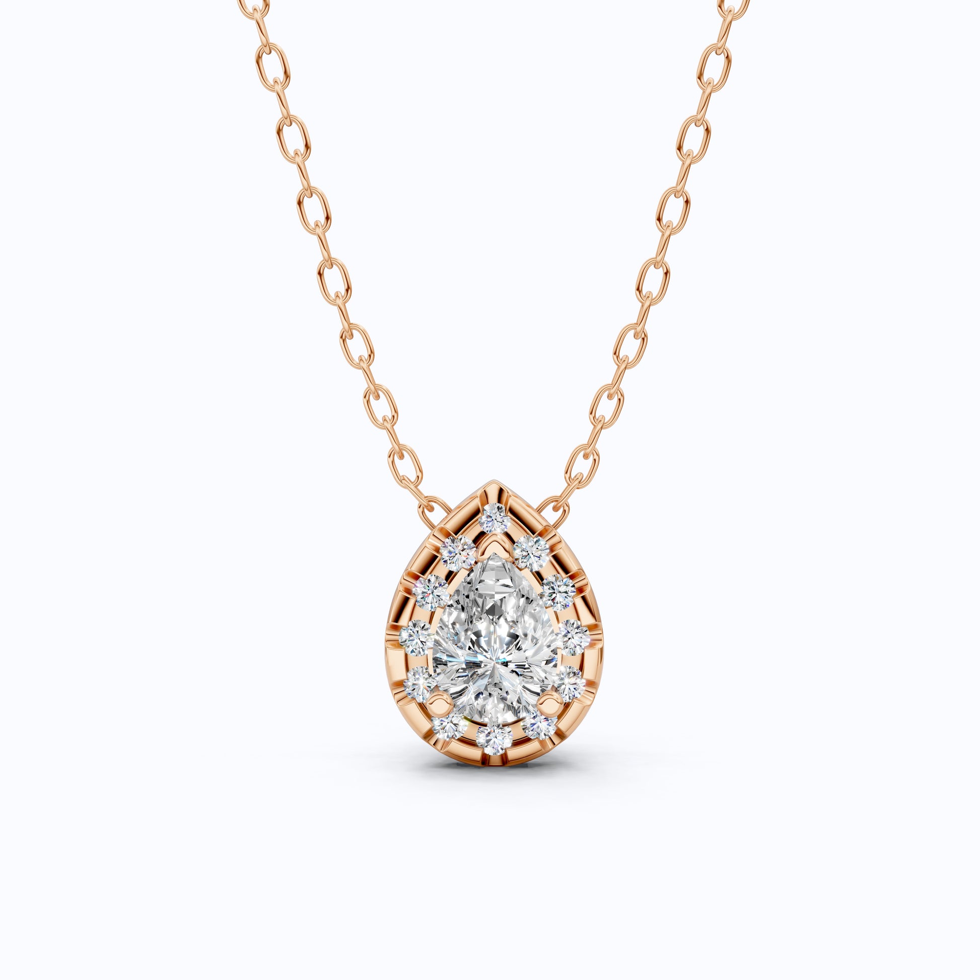 Pear Cut Halo Teardrop Wedding Pendant in 14k Solid Gold, 0.75 CT Pear Cut Lab Created Diamond, Anniversary Gift for Her, Handmade Everyday Jewelry