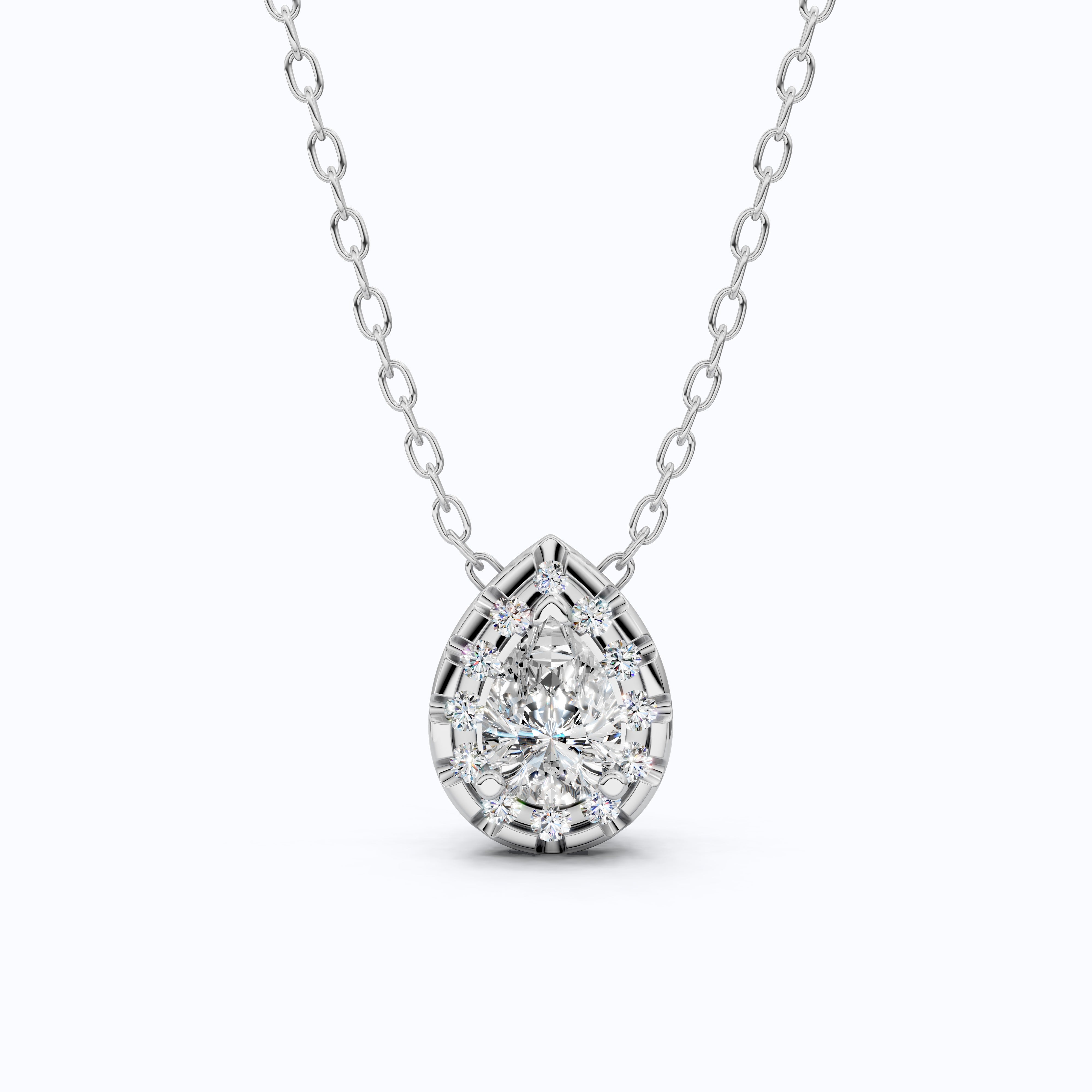 Pear Cut Halo Teardrop Wedding Pendant in 14k Solid Gold, 0.75 CT Pear Cut Lab Created Diamond, Anniversary Gift for Her, Handmade Everyday Jewelry