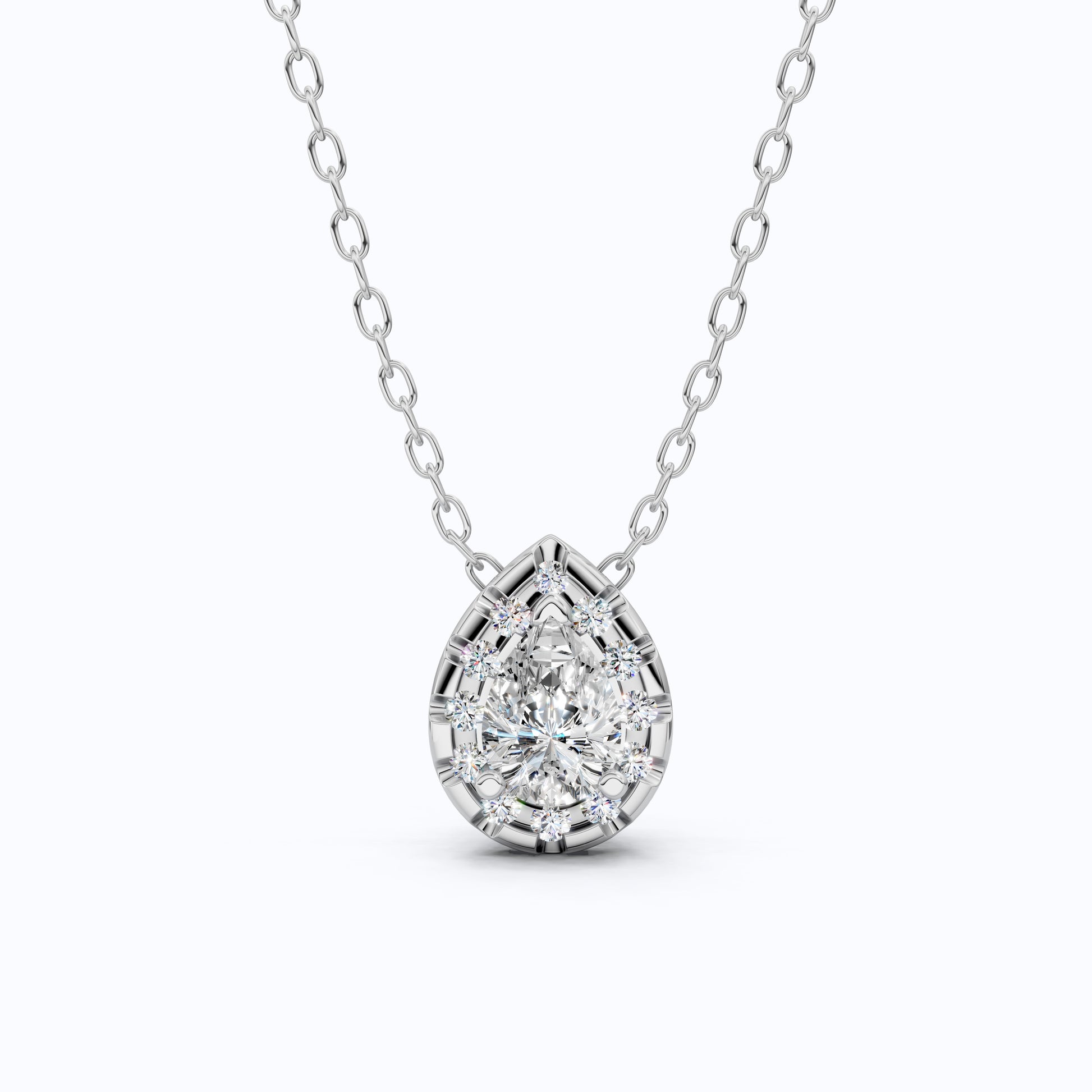 Pear Cut Halo Teardrop Wedding Pendant in 14k Solid Gold, 0.75 CT Pear Cut Lab Created Diamond, Anniversary Gift for Her, Handmade Everyday Jewelry