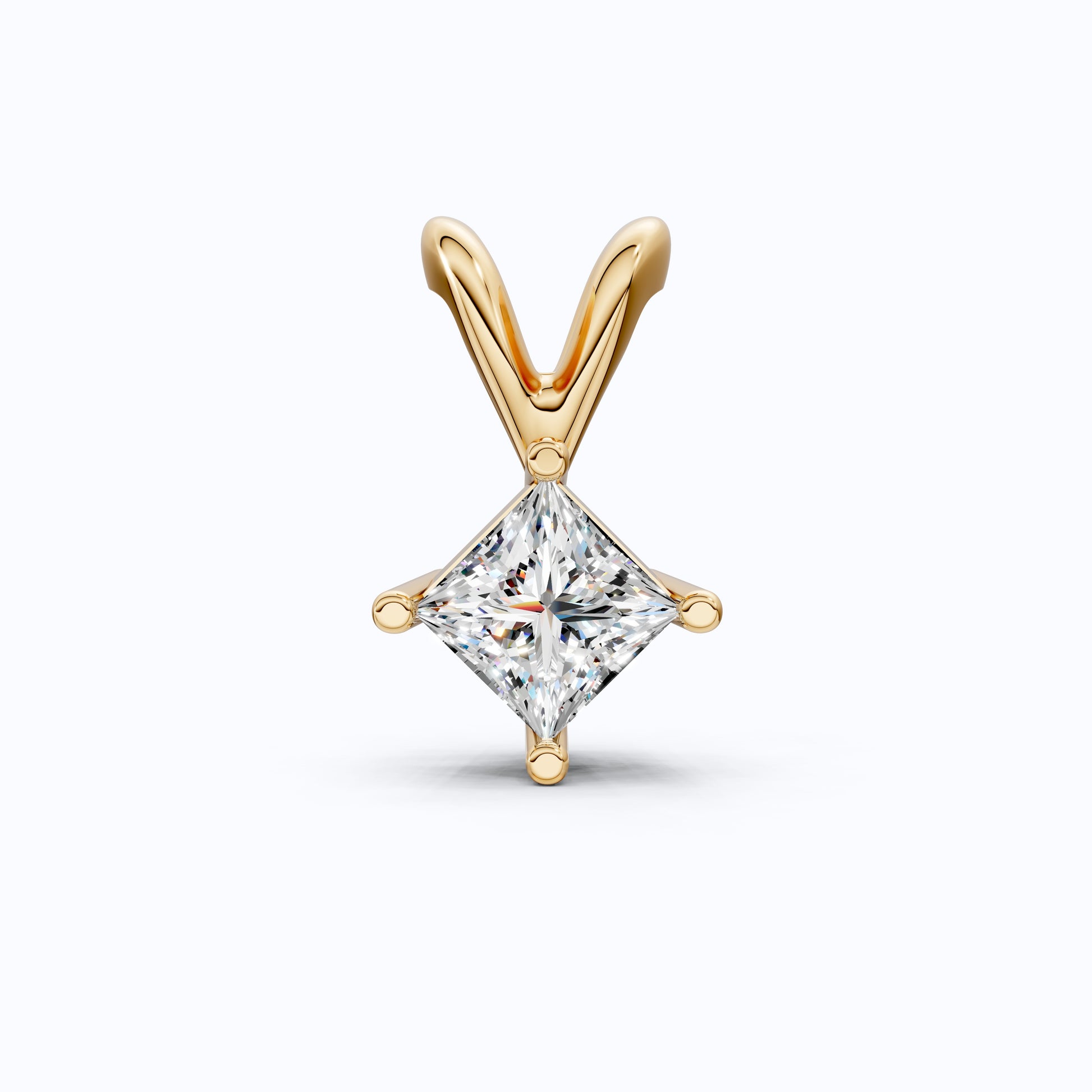 Princess Cut Solitaire Pendant in Lab Diamond – Solid Gold Minimalist Pendant, Gift for Wife, Bridal Pendant Jewelry