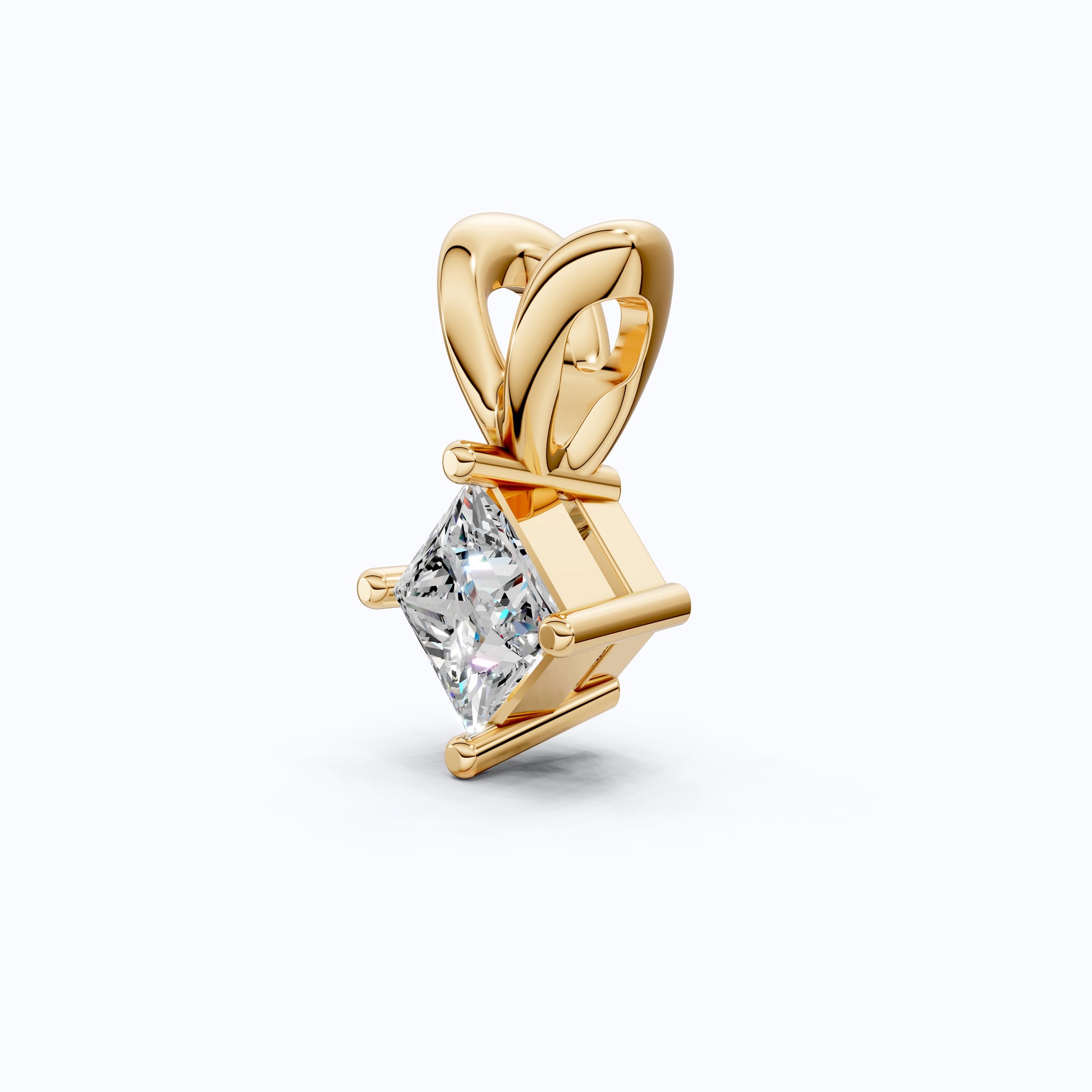 Princess Cut Solitaire Pendant in Lab Diamond – Solid Gold Minimalist Pendant, Gift for Wife, Bridal Pendant Jewelry