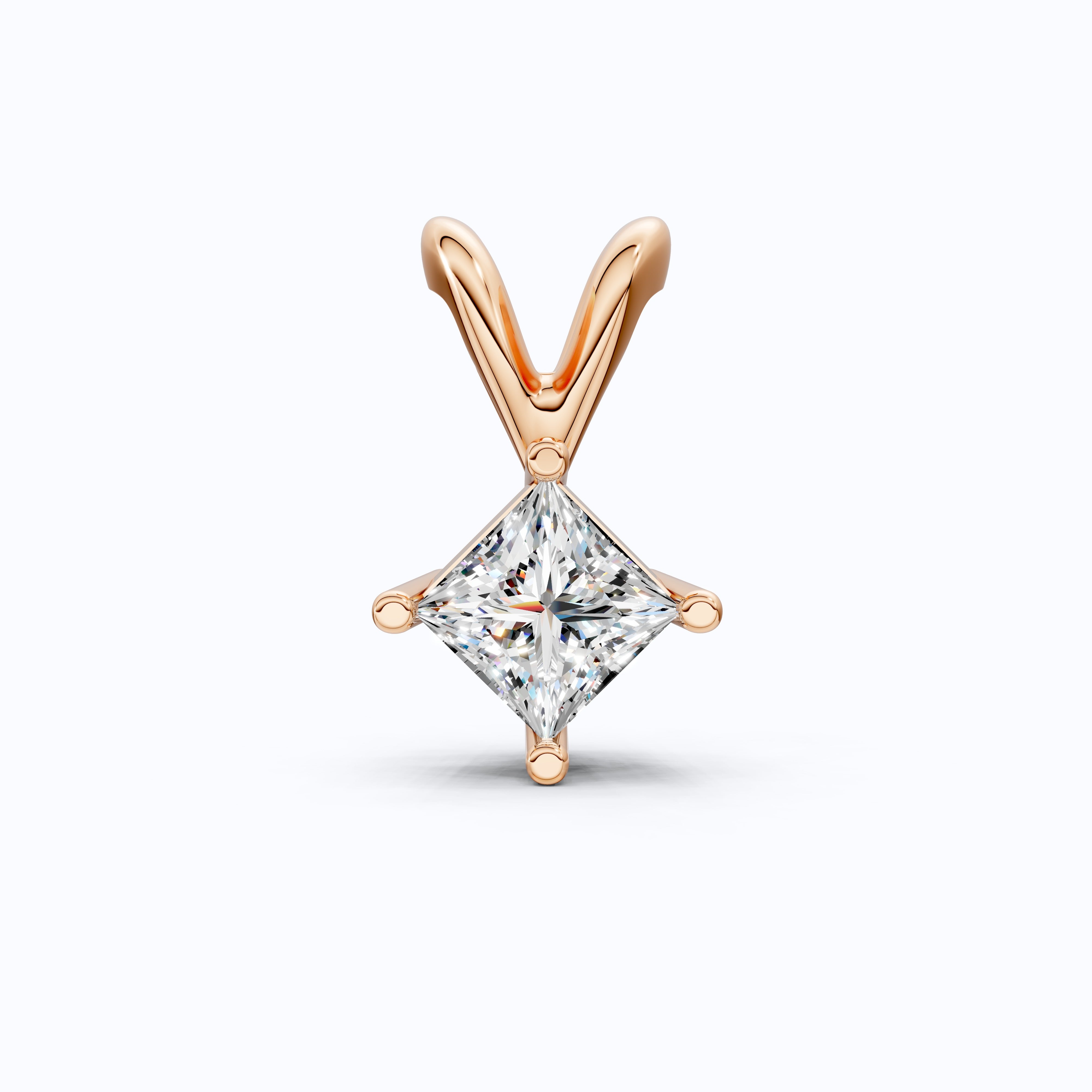 Princess Cut Solitaire Pendant in Lab Diamond – Solid Gold Minimalist Pendant, Gift for Wife, Bridal Pendant Jewelry