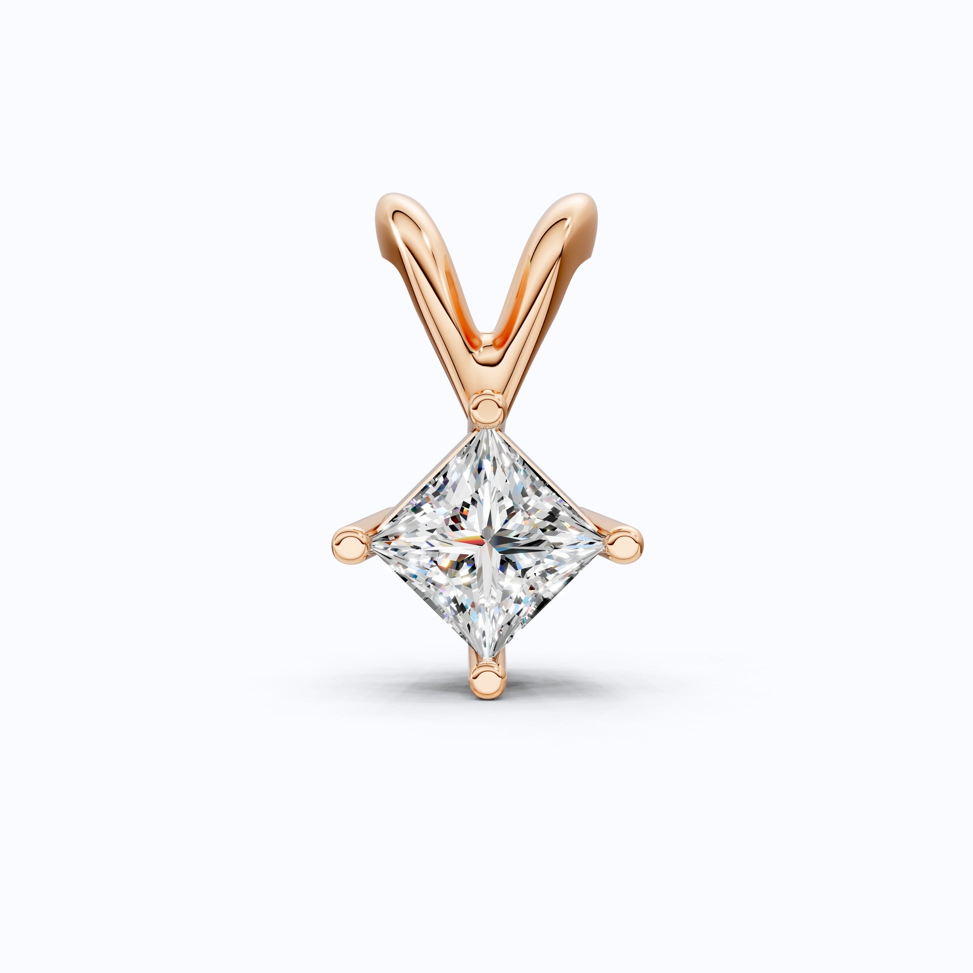 Princess Cut Solitaire Pendant in Lab Diamond – Solid Gold Minimalist Pendant, Gift for Wife, Bridal Pendant Jewelry