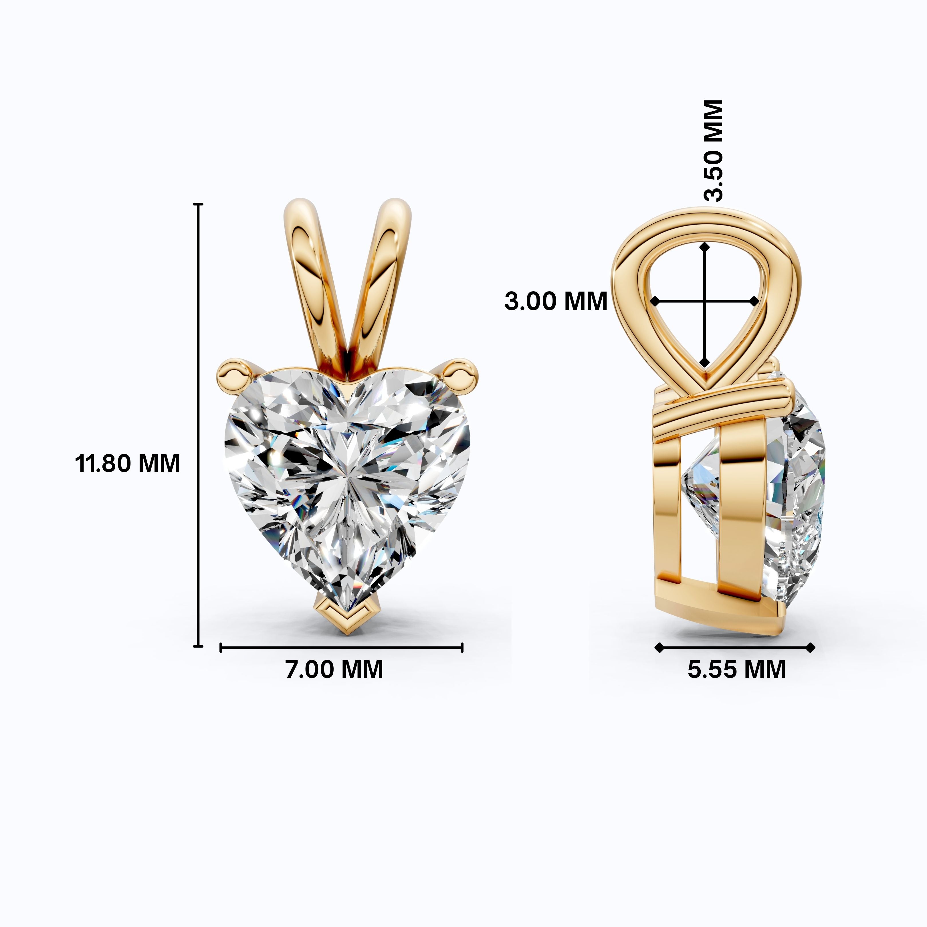 1.00 CT Heart Cut Lab Diamond Solitaire Wedding Pendant 14k Solid Gold or Sterling Silver Pendant, Anniversary Gift for Her, Bridal Jewelry, Anniversary Gift