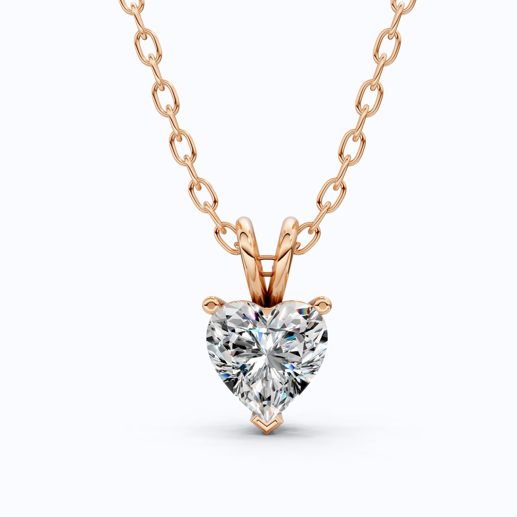 Heart Cut Solitaire Wedding Pendant in Lab Grown Diamond – 14k Gold or Sterling Silver Pendant Gift for Her, Bridal Jewelry, Anniversary Gift