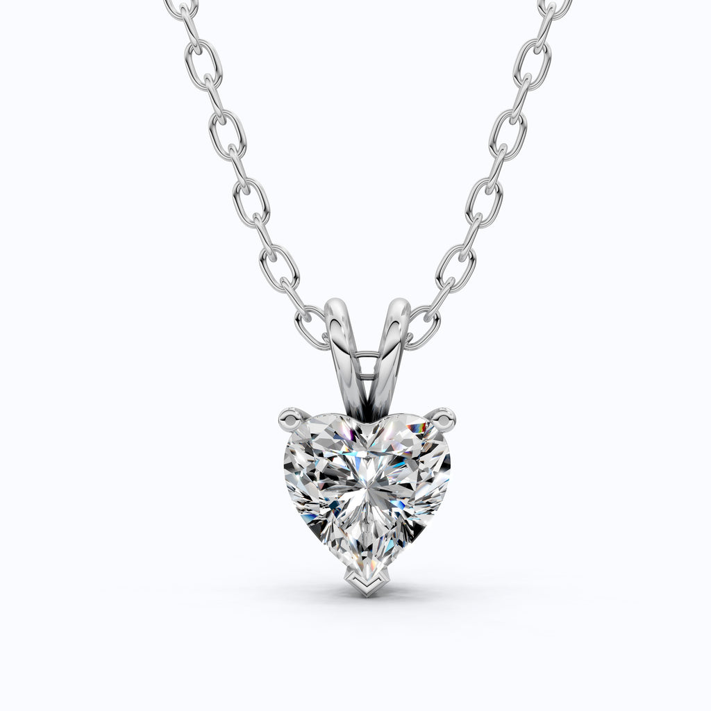 Heart Cut Solitaire Wedding Pendant in Lab Grown Diamond – 14k Gold or Sterling Silver Pendant Gift for Her, Bridal Jewelry, Anniversary Gift