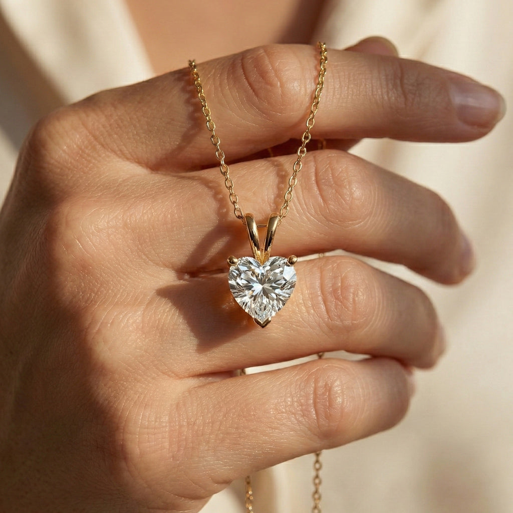 1.00 CT Heart Cut Lab Diamond Solitaire Wedding Pendant 14k Solid Gold or Sterling Silver Pendant, Anniversary Gift for Her, Bridal Jewelry, Anniversary Gift
