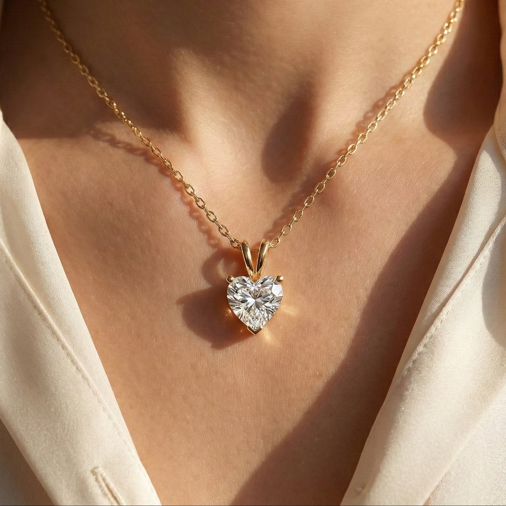 1.00 CT Heart Cut Lab Diamond Solitaire Wedding Pendant 14k Solid Gold or Sterling Silver Pendant, Anniversary Gift for Her, Bridal Jewelry, Anniversary Gift