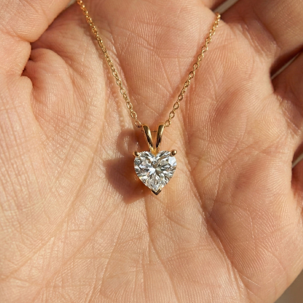 1.00 CT Heart Cut Lab Diamond Solitaire Wedding Pendant 14k Solid Gold or Sterling Silver Pendant, Anniversary Gift for Her, Bridal Jewelry, Anniversary Gift