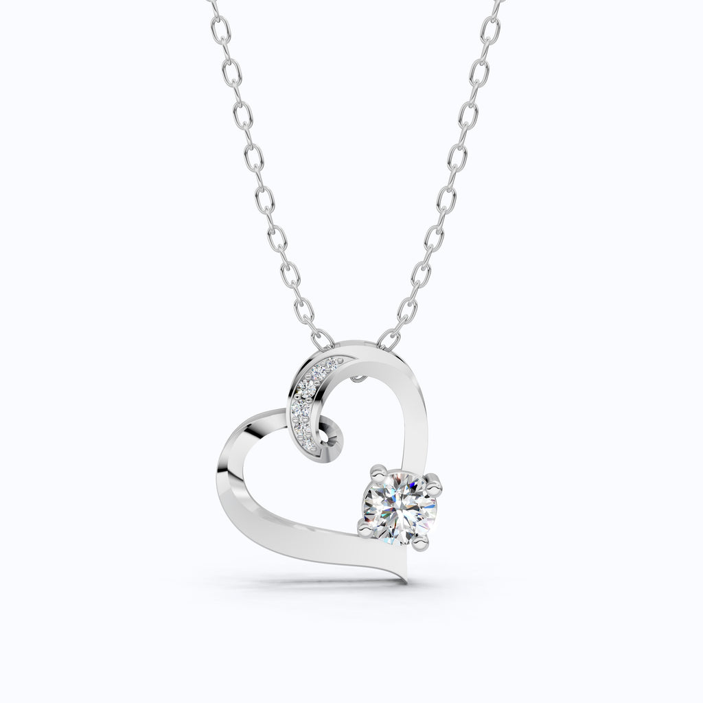 14K Yellow Gold Heart Shaped Pendant, Diamond Pendant, Gift for Her, Romantic Jewelry, Anniversary Present