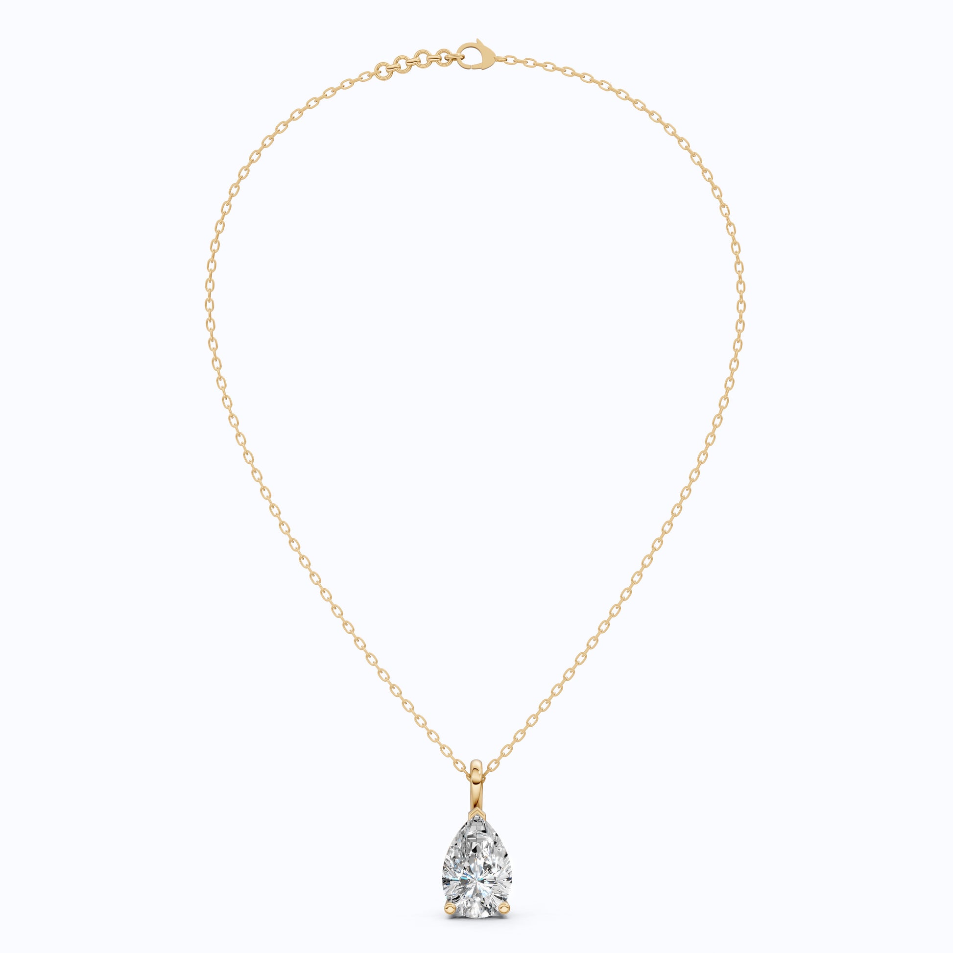 Modern Pear Drop Solitaire Pendant in 14k Solid Gold, 3.00 CT Pear Cut Lab Grown Diamond, Wedding Gift for Her, Wedding Handmade Jewelry