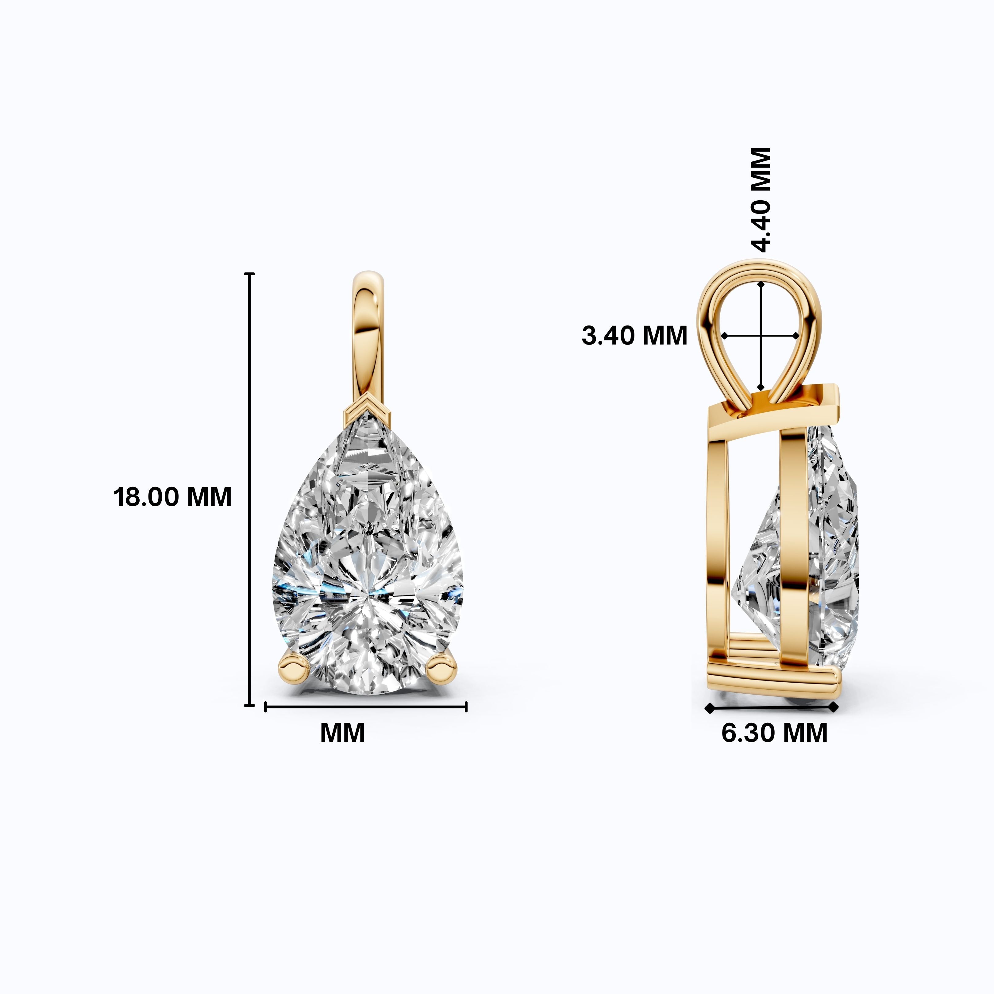 Modern Pear Drop Solitaire Pendant in 14k Solid Gold, 3.00 CT Pear Cut Lab Grown Diamond, Wedding Gift for Her, Wedding Handmade Jewelry